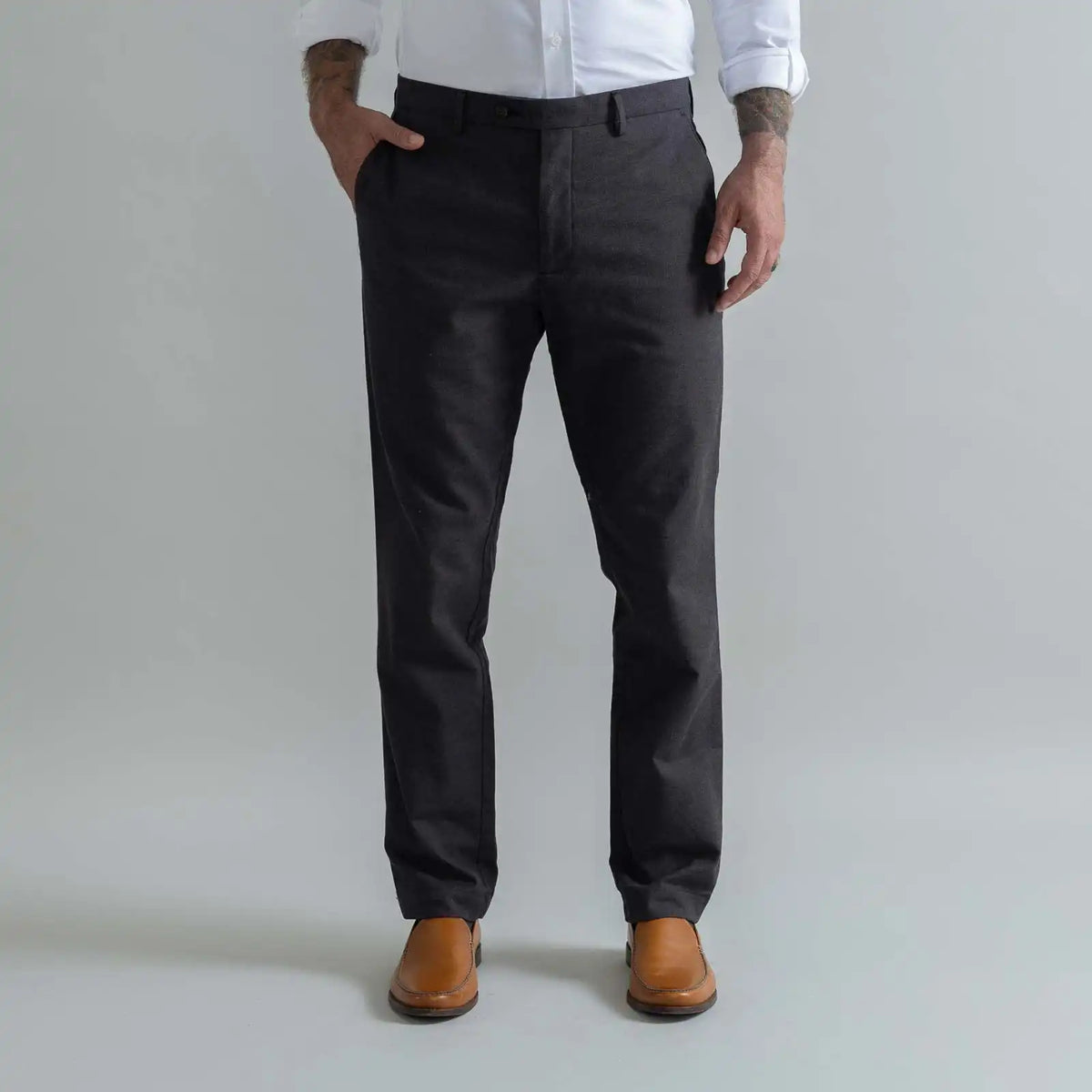 Dark Brown Brushed Cotton Richmond Dress Chino – Custom Fit