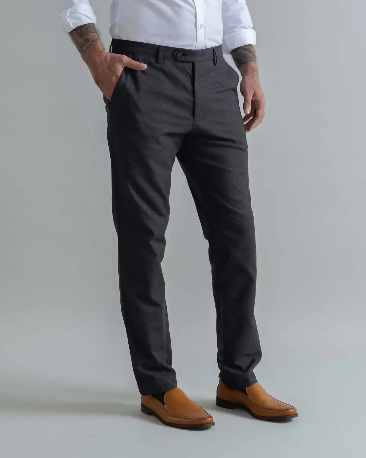 The Dark Brown Brushed Cotton Richmond Dress Chino Custom Pant Custom Pant- Ledbury