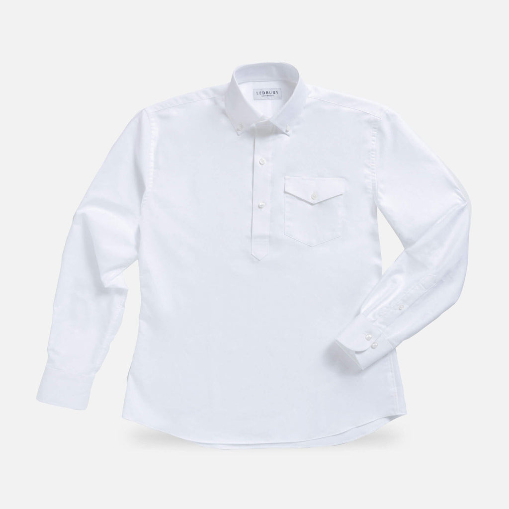 The White Mayfield Oxford Popover Custom Shirt Custom Casual Shirt- Ledbury