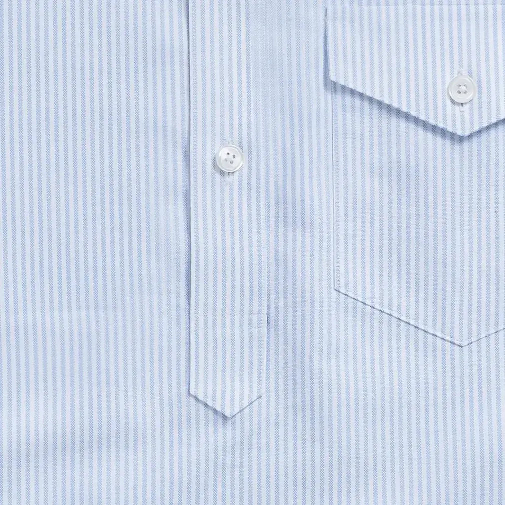The Light Blue Mayfield Oxford Stripe Popover Custom Shirt Custom Casual Shirt- Ledbury