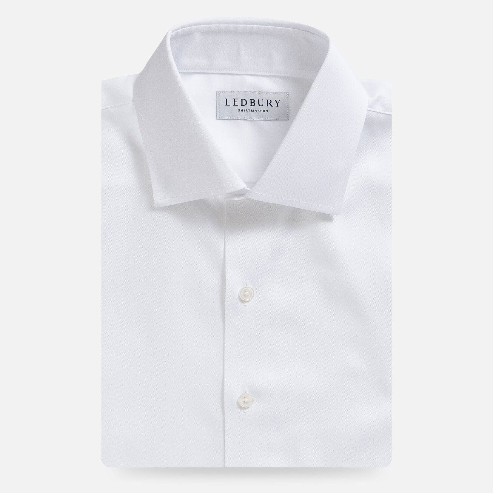 The White Madison Fine Twill with French Placket Custom Shirt Custom Dress Shirt- Ledbury