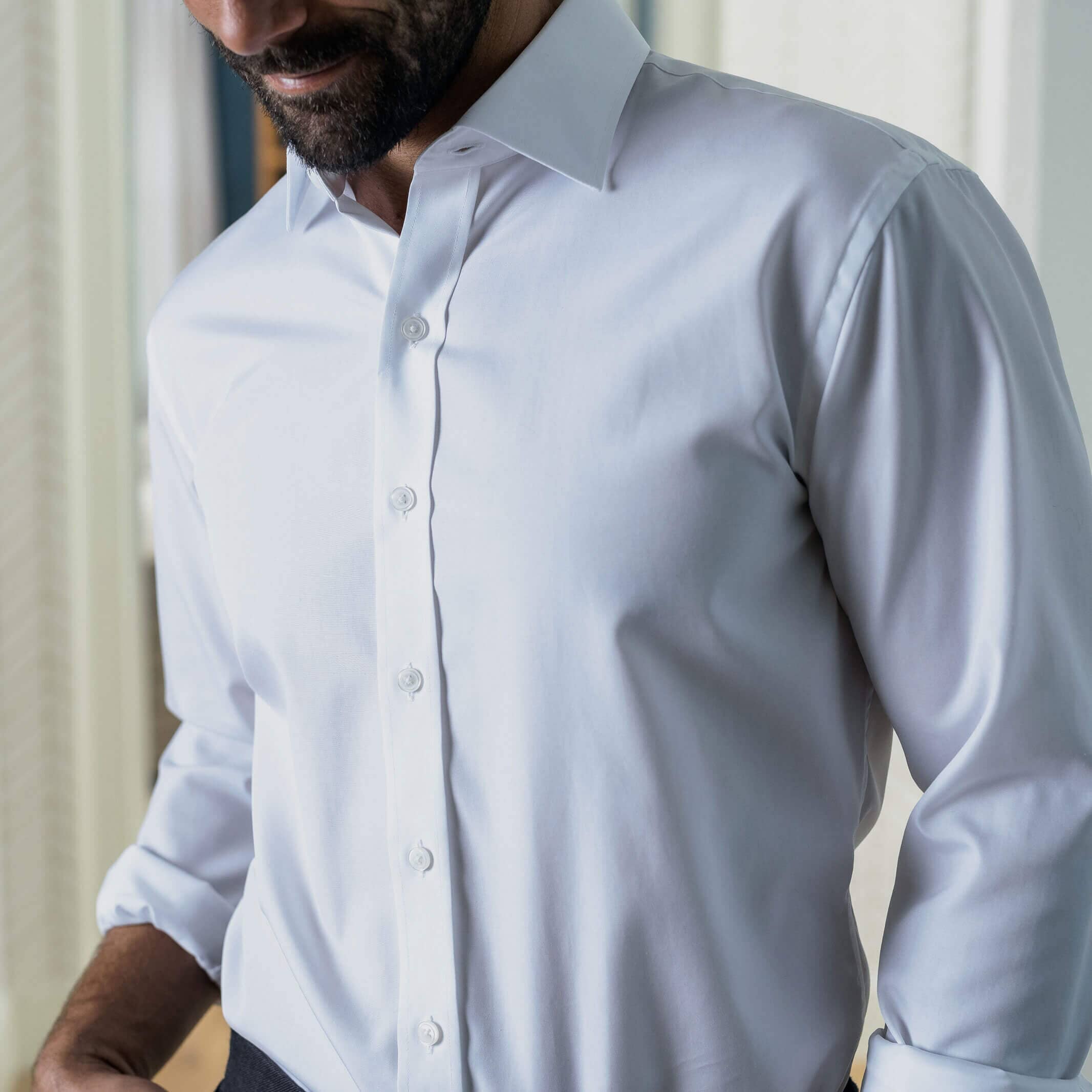 The White Madison Fine Twill Custom Shirt Custom Dress Shirt- Ledbury