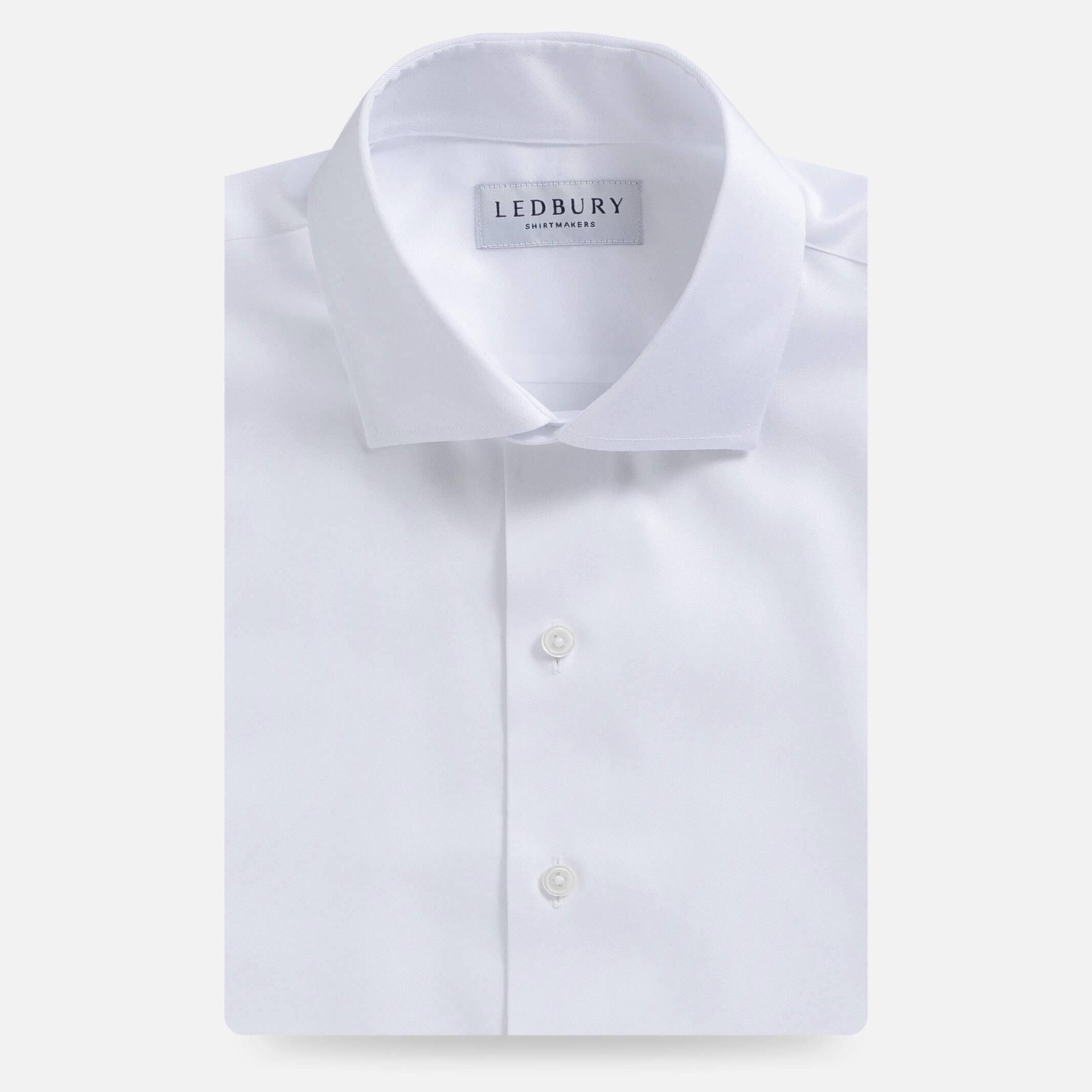The White Sanders Non Iron Fine Twill with French Placket Custom Shirt Custom Dress Shirt- Ledbury