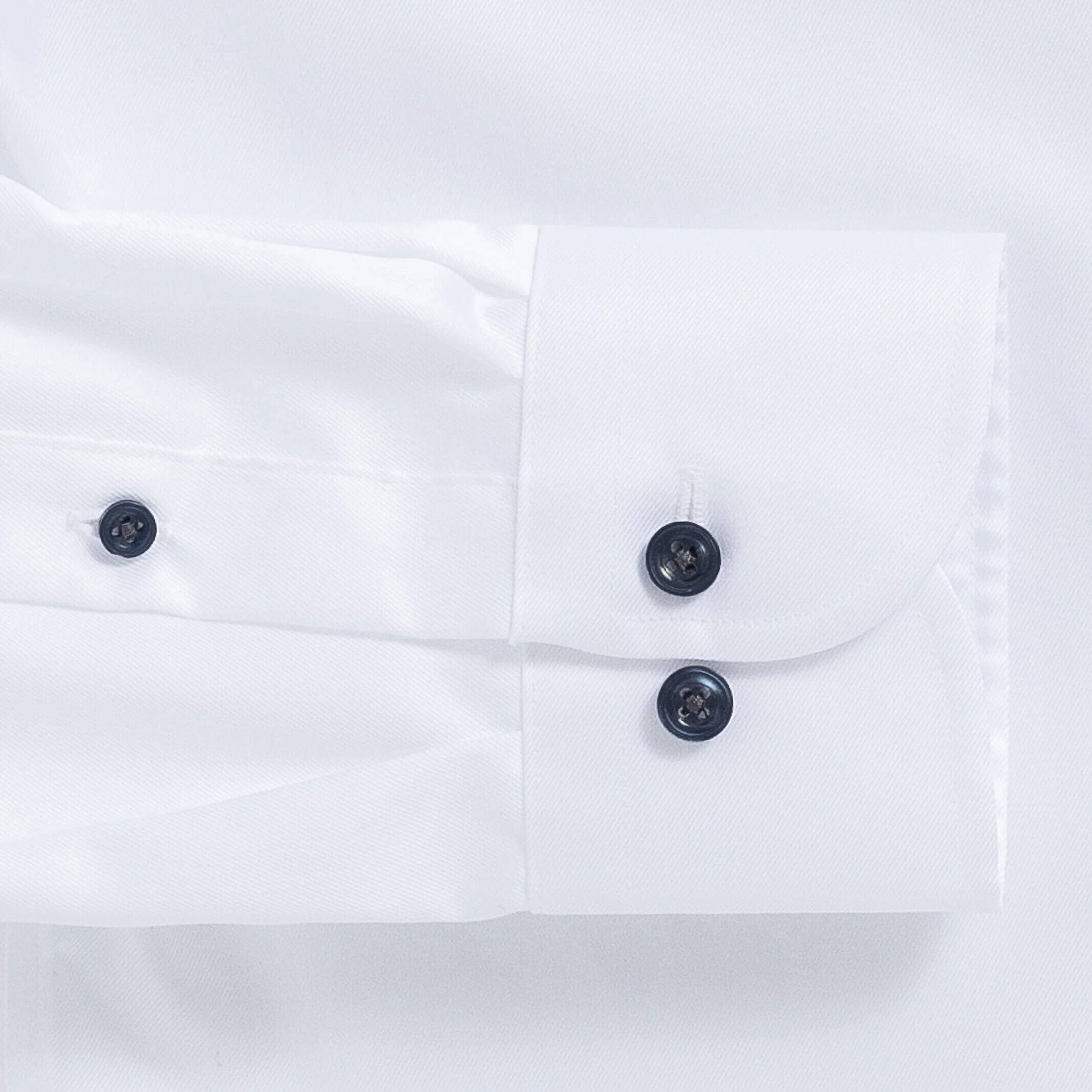 The White Sanders Non Iron Fine Twill with Navy Buttons Custom Shirt Custom Dress Shirt- Ledbury