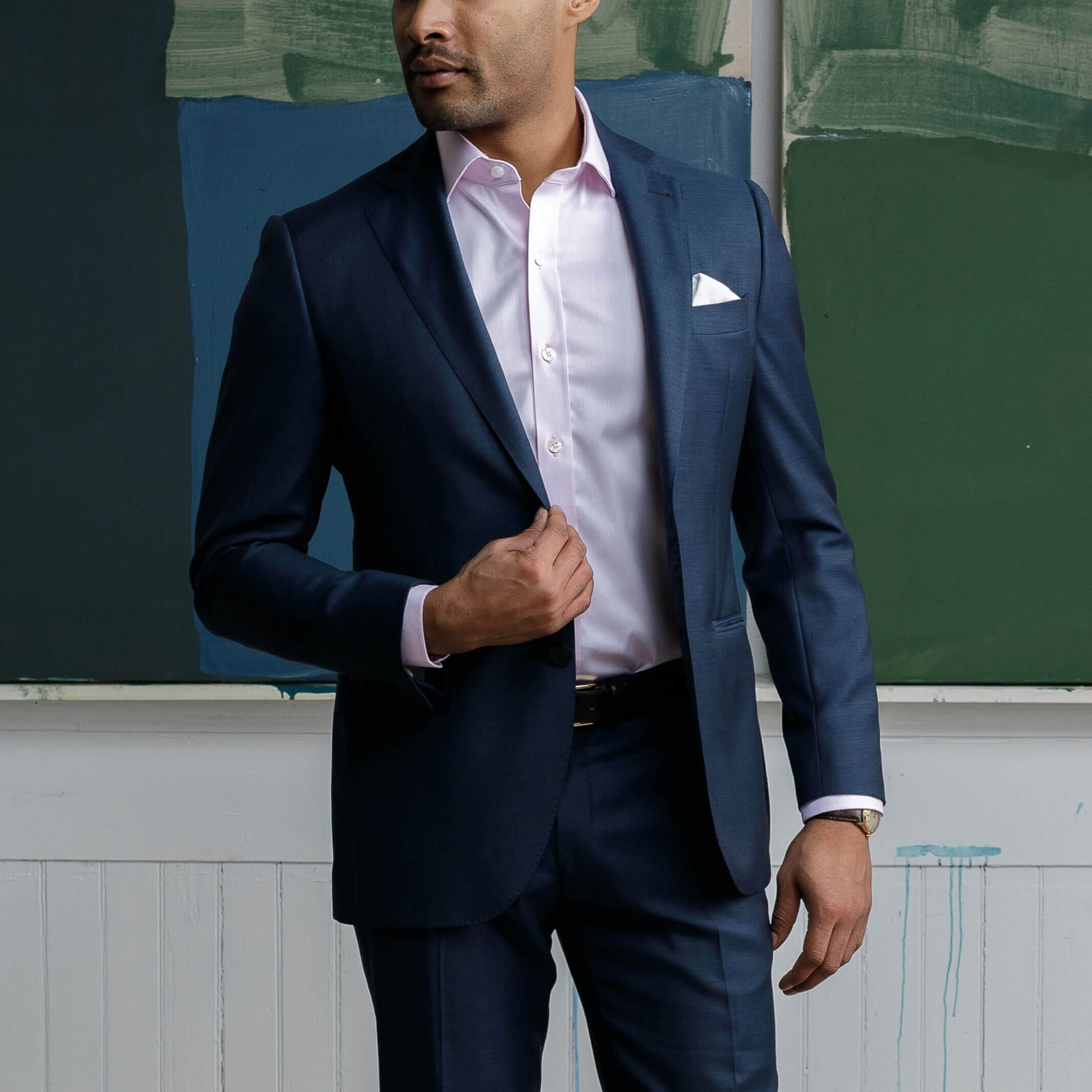 The Pink Sanders Non Iron Fine Twill Custom Shirt Custom Dress Shirt- Ledbury