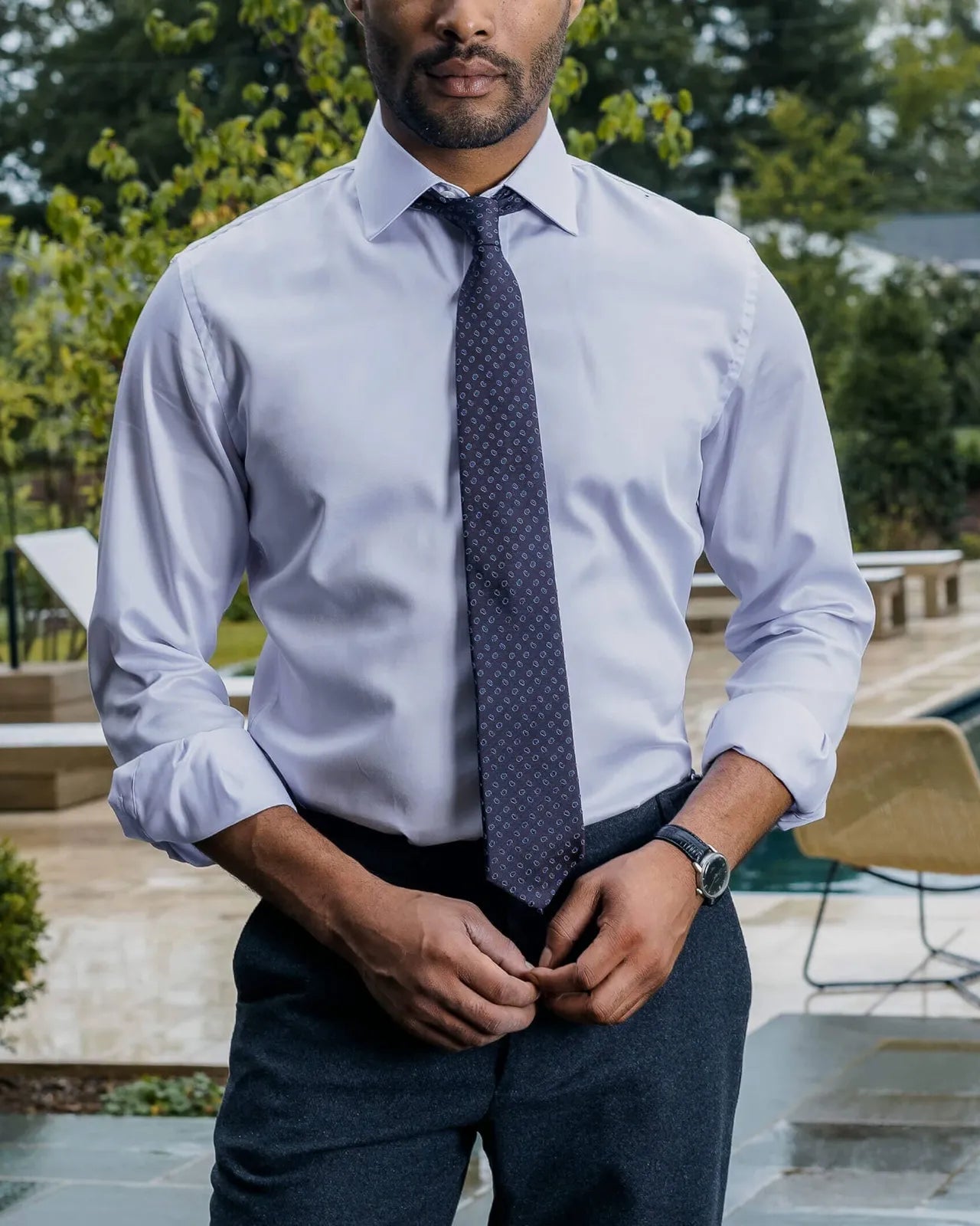 The Lavender Sanders Non Iron Fine Twill Custom Shirt Custom Dress Shirt- Ledbury