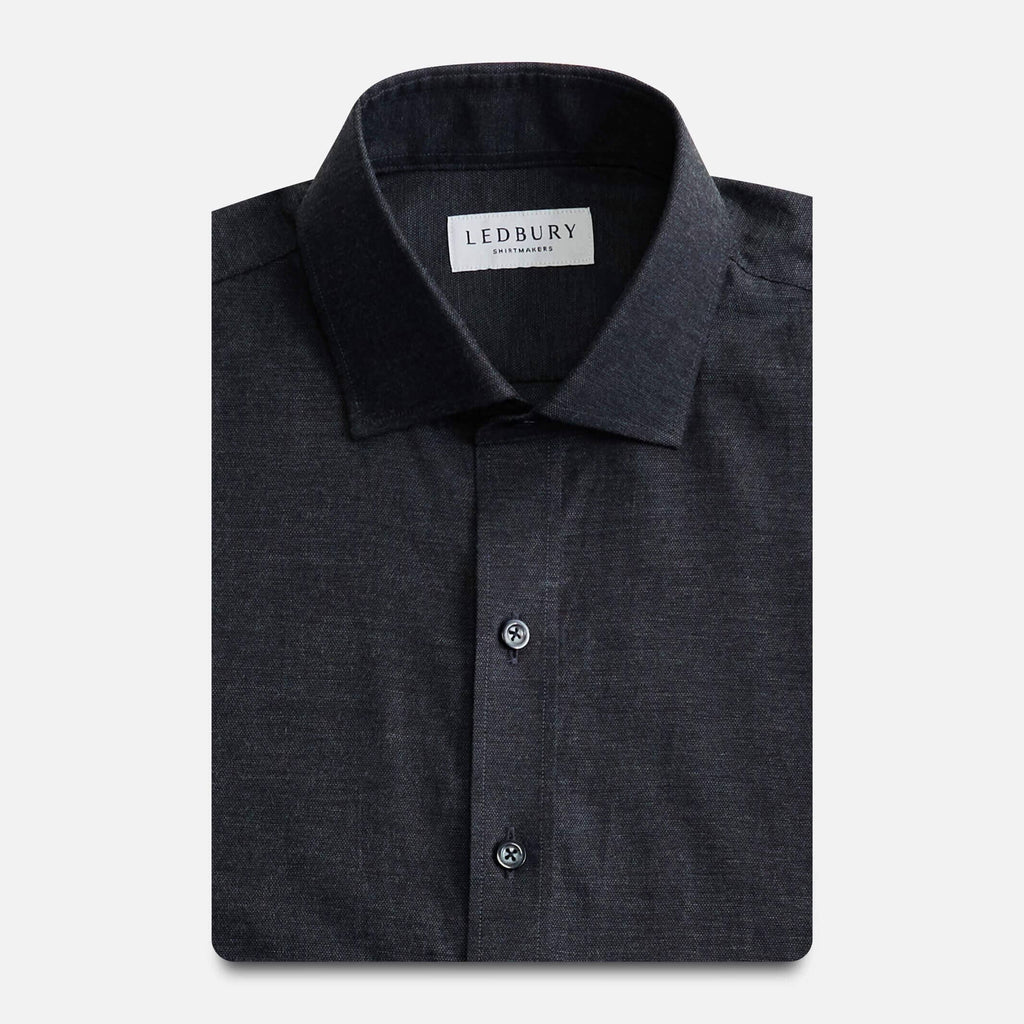 The Charcoal Brompton Mouline Custom Shirt Custom Dress Shirt- Ledbury