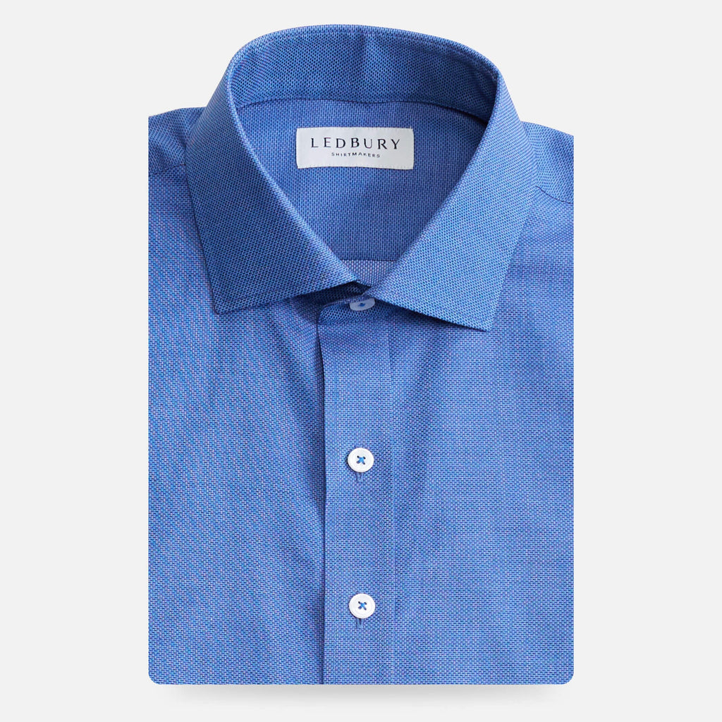 The Royal Blue Caven Textured Weave Custom Shirt Custom Dress Shirt- Ledbury