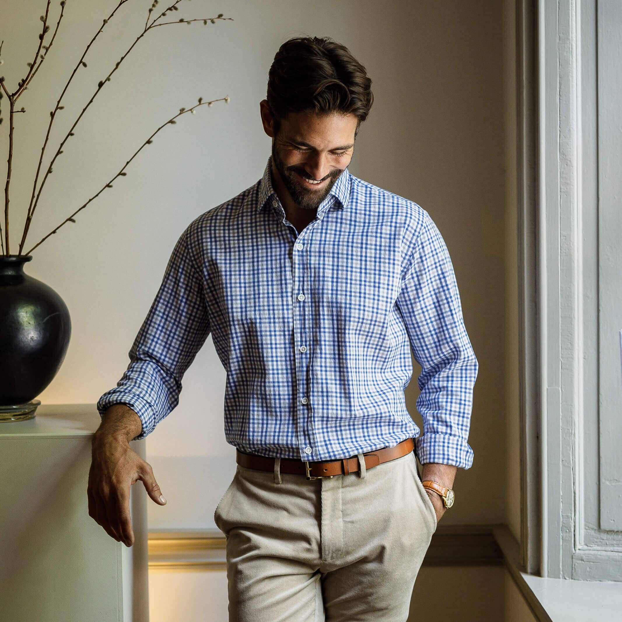 The Blue Ginby Twill Custom Shirt Custom Dress Shirt- Ledbury
