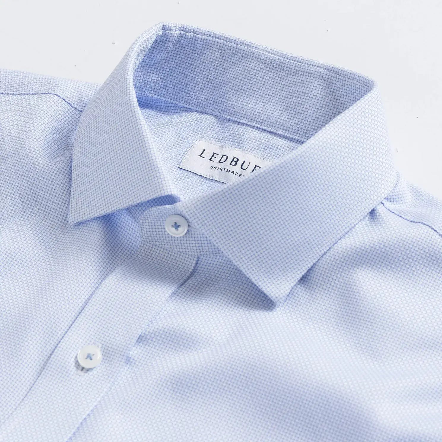 The Sky Blue Alston Non Iron Dobby Custom Shirt Custom Dress Shirt- Ledbury