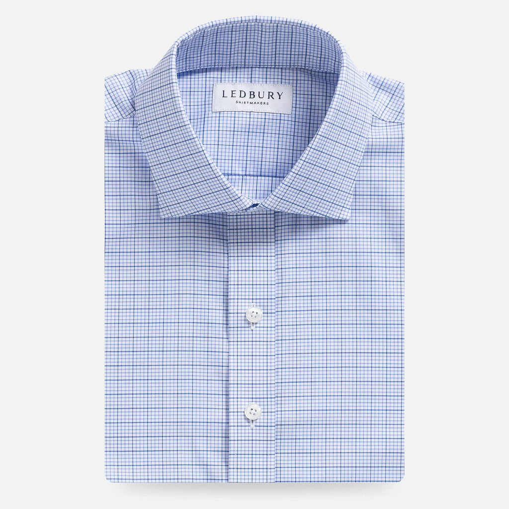 The Medium Blue Kent Check Custom Shirt Custom Dress Shirt- Ledbury