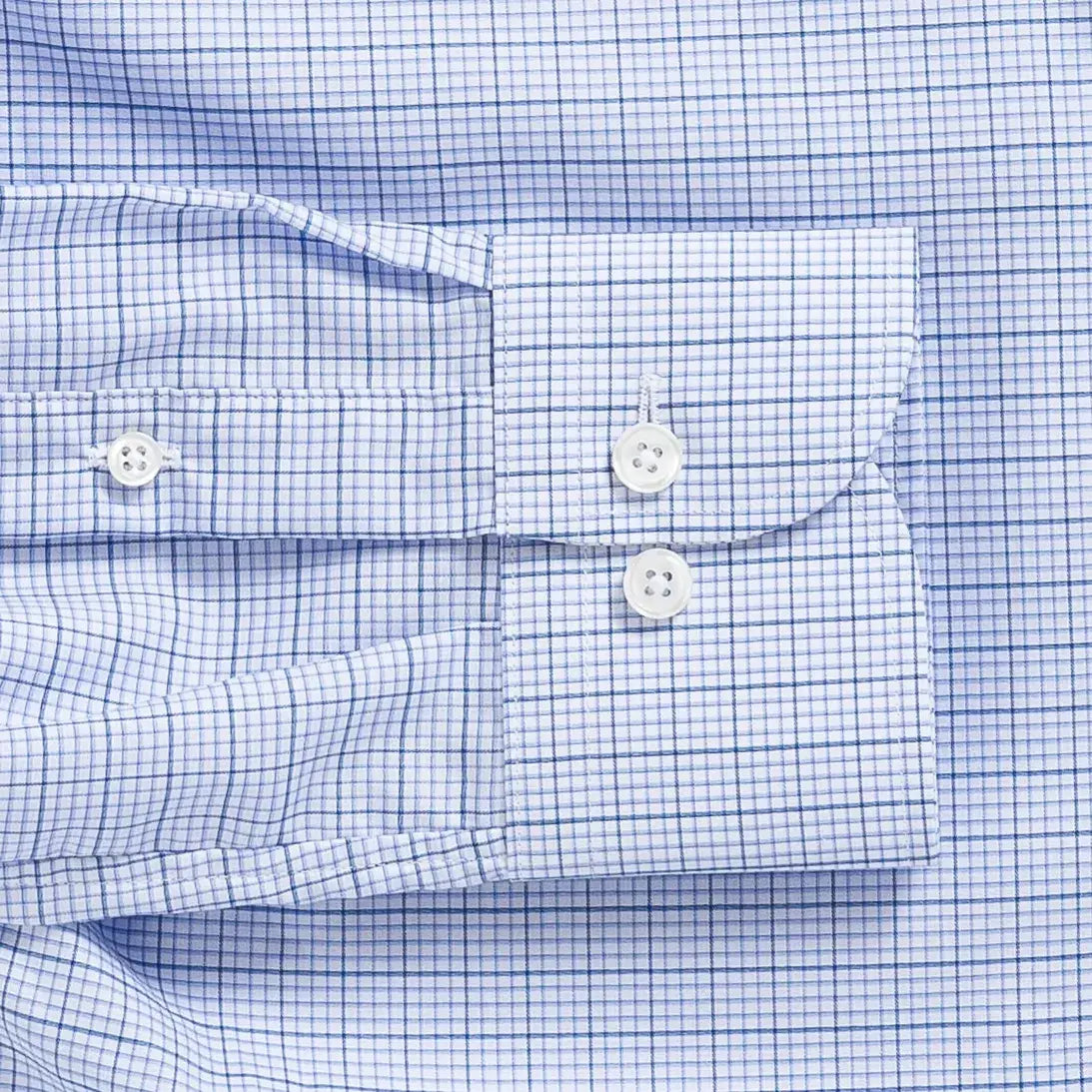 The Blue Kent Windowpane Check Custom Shirt Custom Dress Shirt- Ledbury