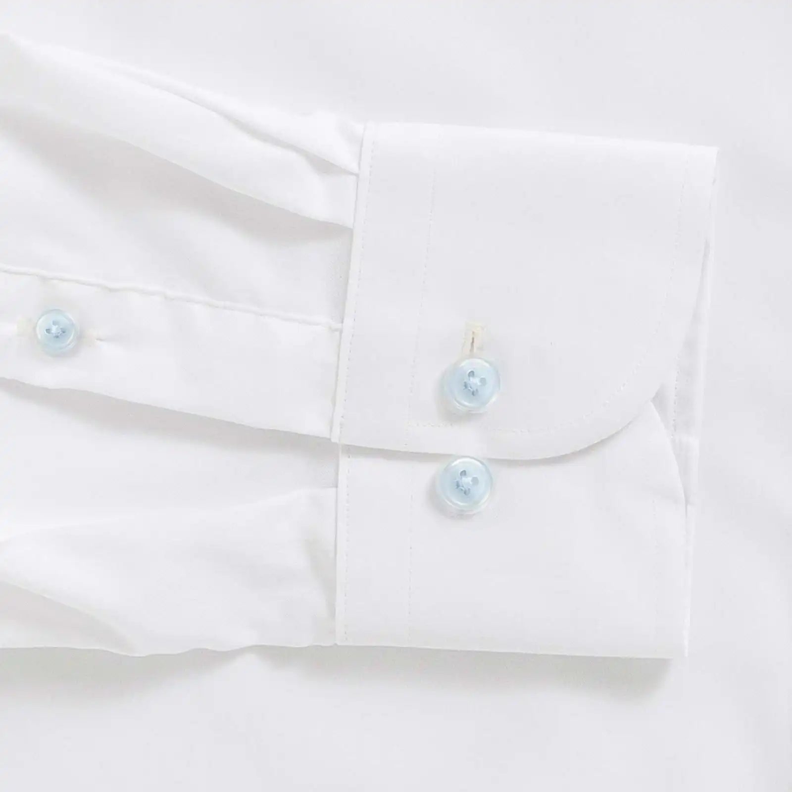 The White Journey Flex Performance with Light Blue Buttons Custom Shirt Custom Dress Shirt- Ledbury
