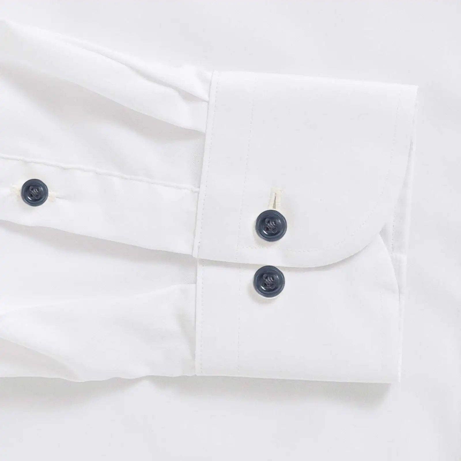 The White Journey Flex Performance with Navy Buttons Custom Shirt Custom Dress Shirt- Ledbury