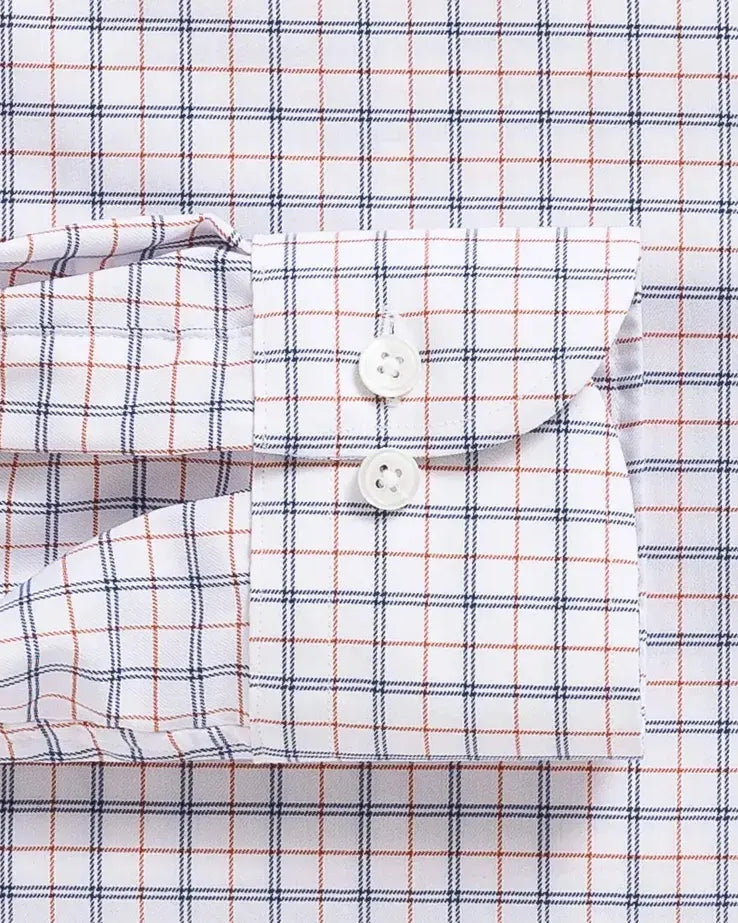The Orange Journey Flex Performance Windowpane Custom Shirt Custom Dress Shirt- Ledbury