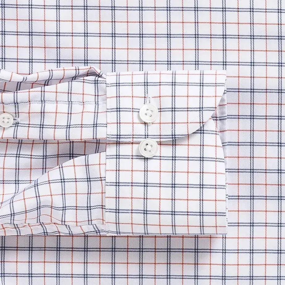 The Orange Journey Flex Performance Windowpane Custom Shirt Custom Dress Shirt- Ledbury