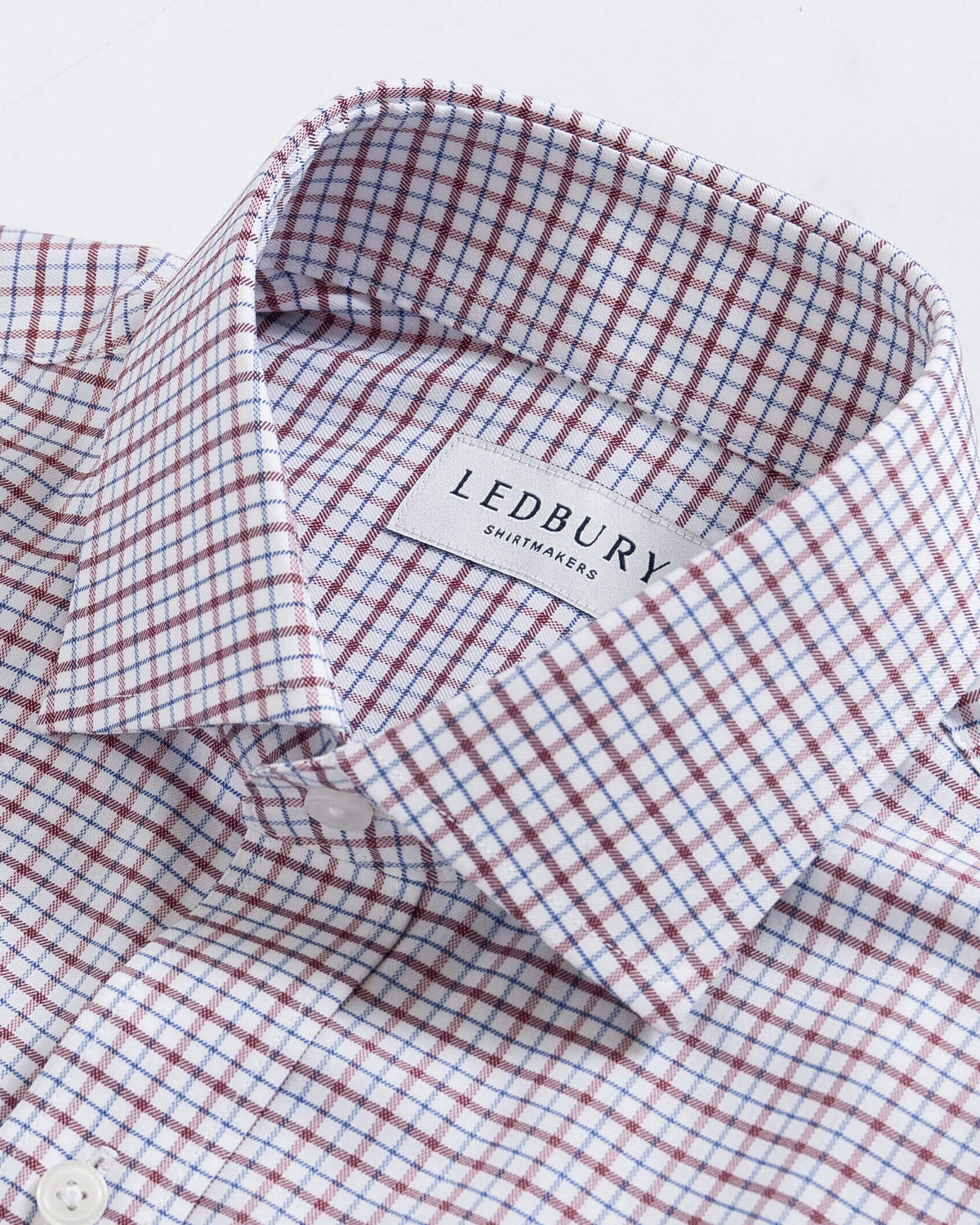 The Red Journey Flex Performance Grid Check Custom Shirt Custom Dress Shirt- Ledbury