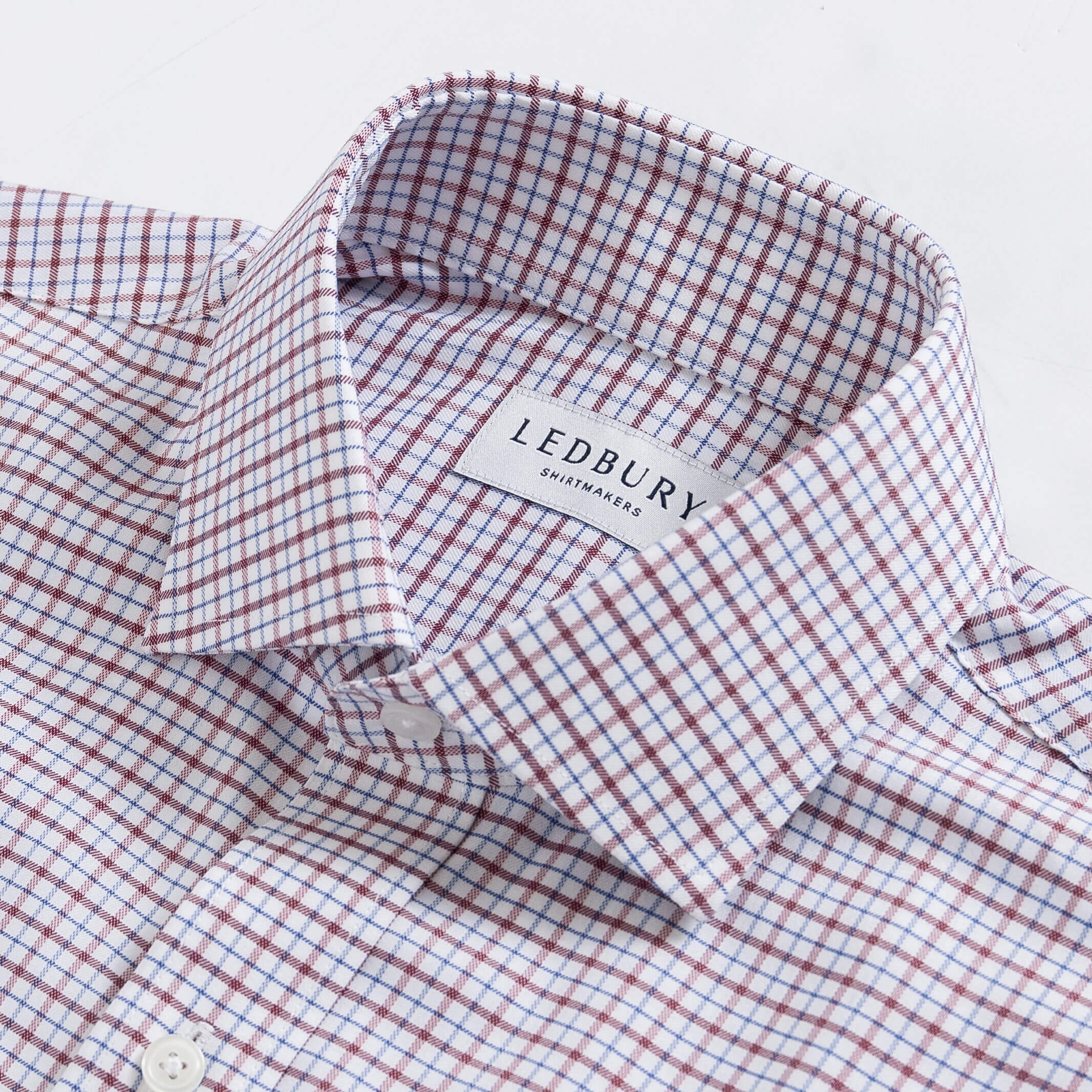 The Red Journey Flex Performance Grid Check Custom Shirt Custom Dress Shirt- Ledbury