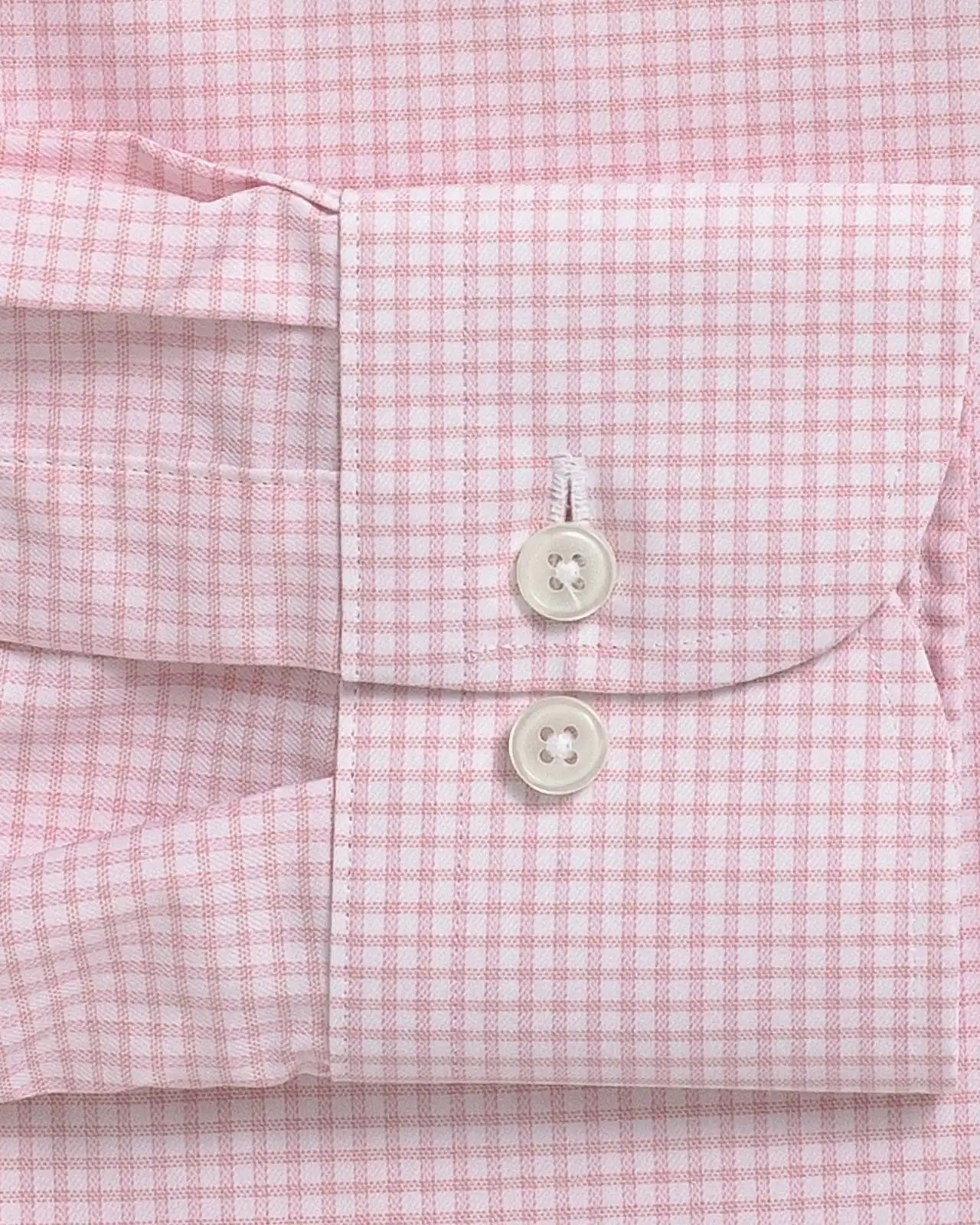 Pink gingham dress shirt sleeve detail – Ledbury Journey Flex custom fit