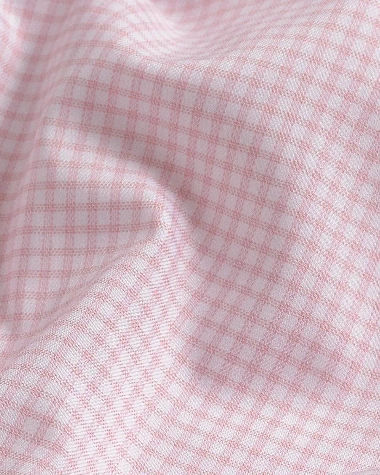 Pink gingham performance fabric close-up – Ledbury Journey Flex stretch material