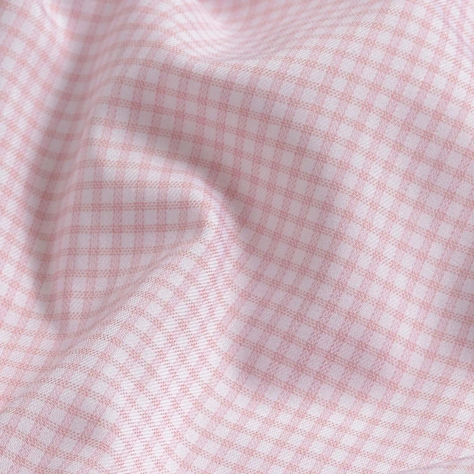 Pink gingham performance fabric close-up – Ledbury Journey Flex stretch material
