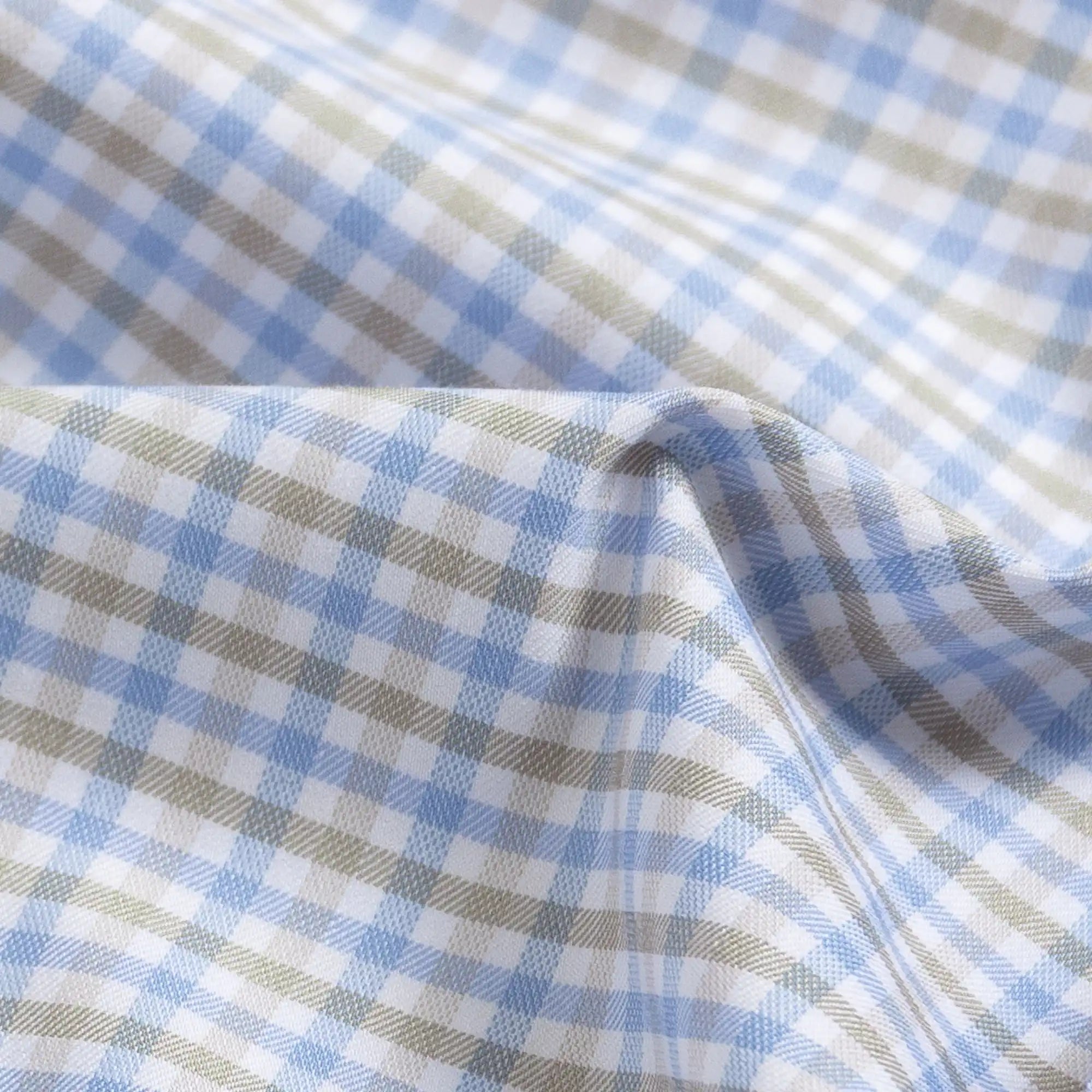 The Light Blue Journey Flex Performance Tattersall Custom Shirt Custom Dress Shirt- Ledbury