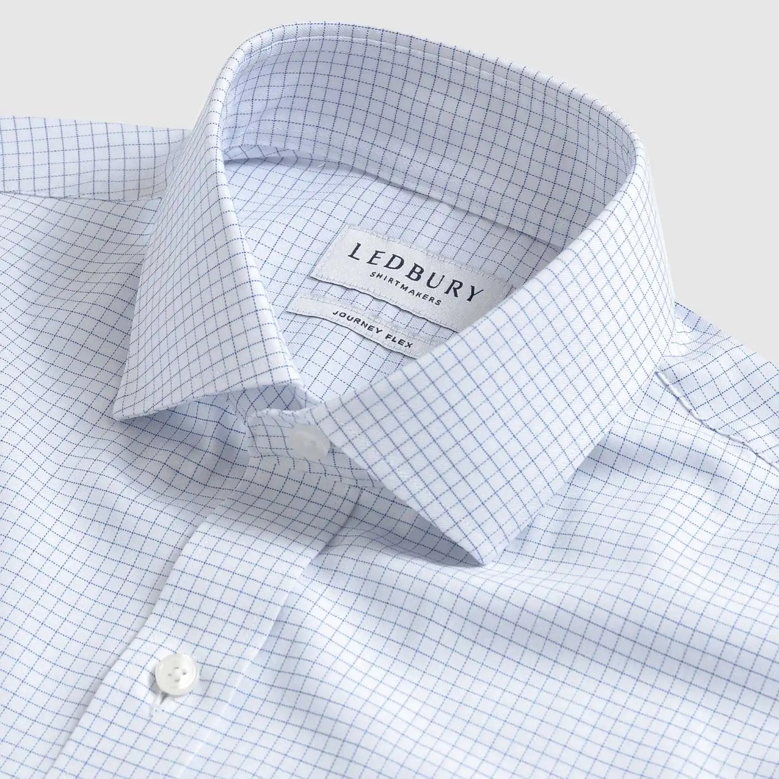 The Navy Journey Flex Performance Micro Check Custom Shirt Custom Dress Shirt- Ledbury
