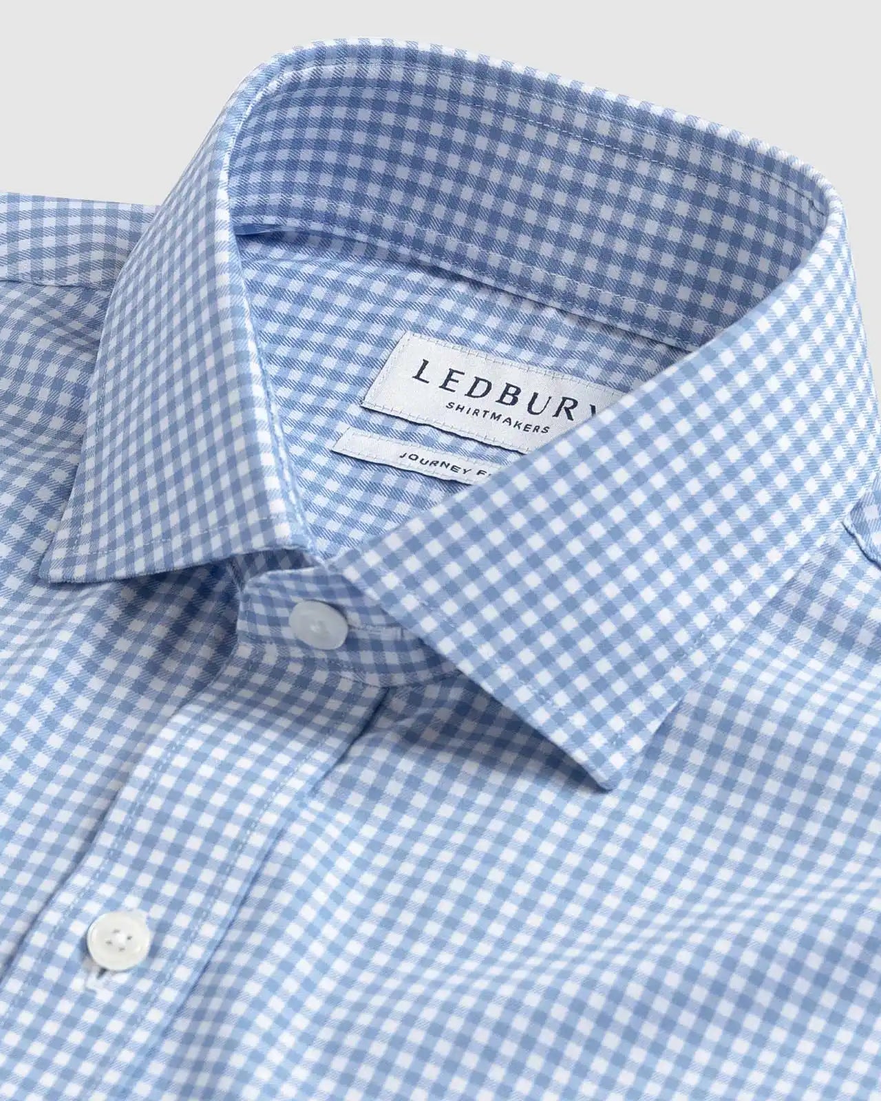 The Blue Journey Flex Performance Gingham Custom Shirt Custom Dress Shirt- Ledbury