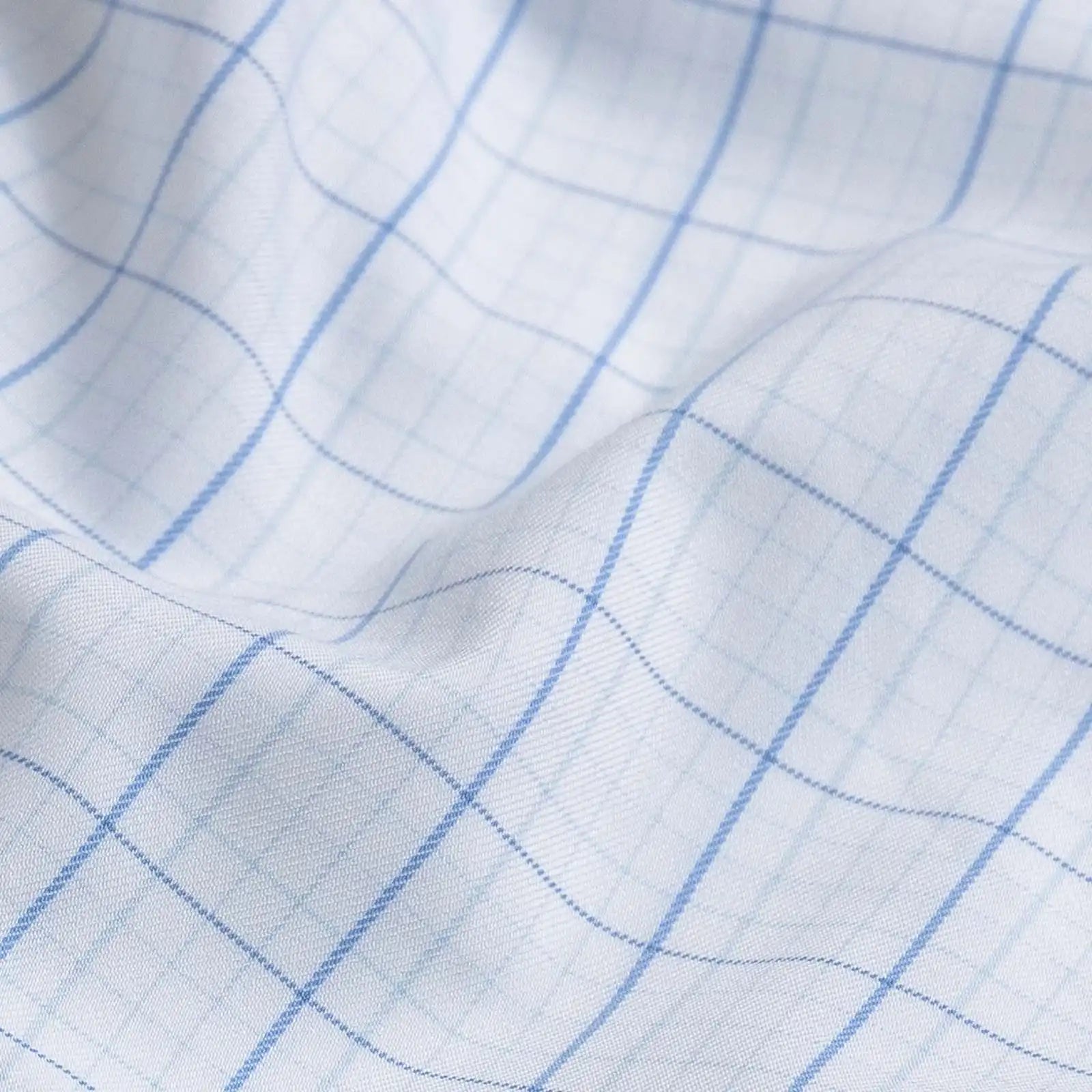 Blue windowpane performance fabric close-up – Ledbury Journey Flex stretch material