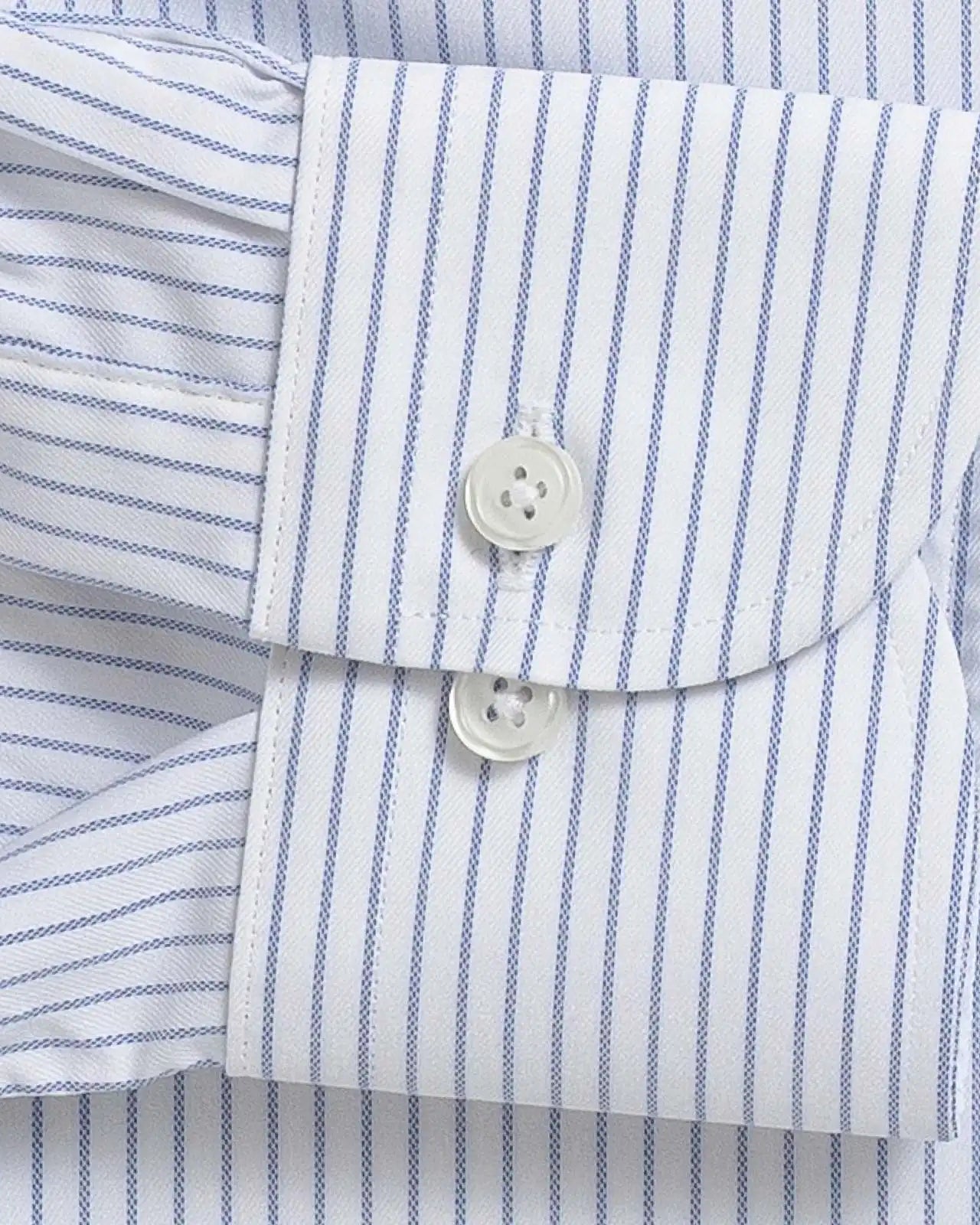 Blue stripe dress shirt sleeve detail – Ledbury Journey Flex custom fit