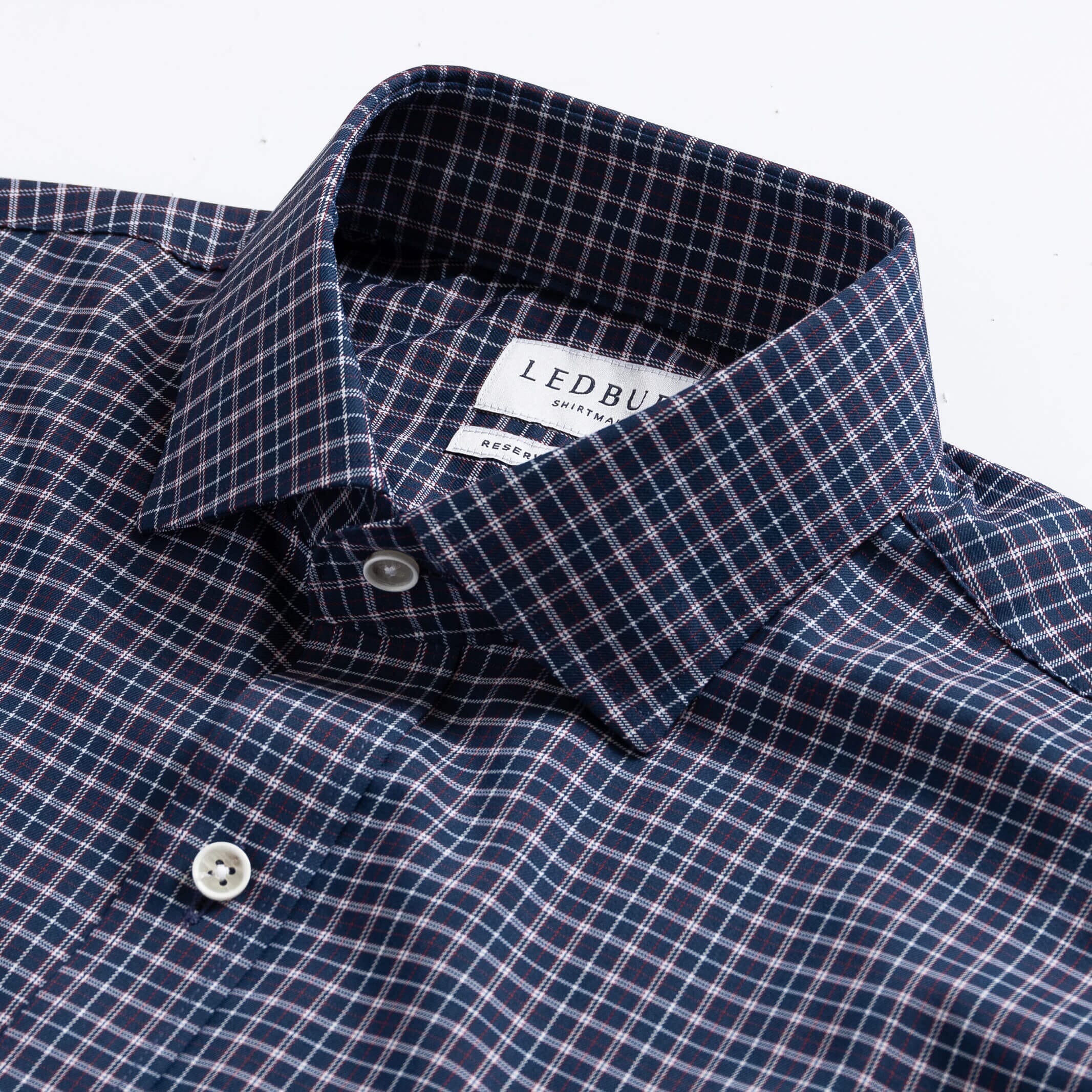 The Navy Journey Flex Performance Check Custom Shirt Custom Dress Shirt- Ledbury