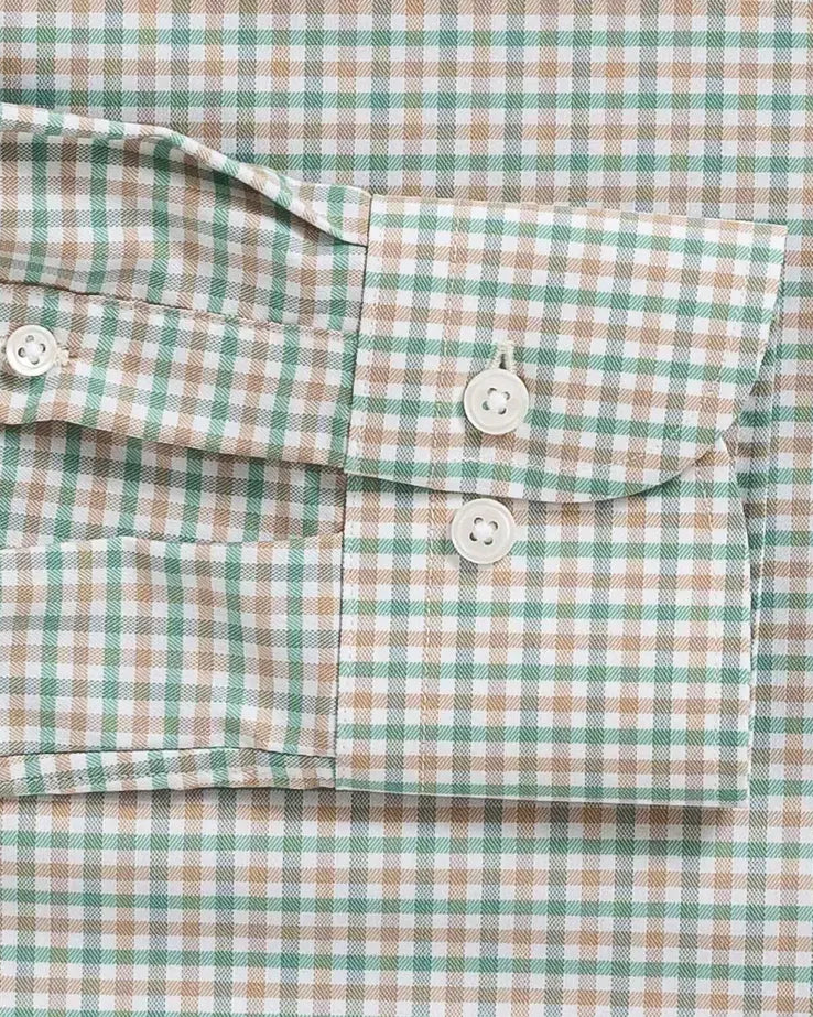 The Green Journey Flex Performance Tattersall Custom Shirt Custom Dress Shirt- Ledbury