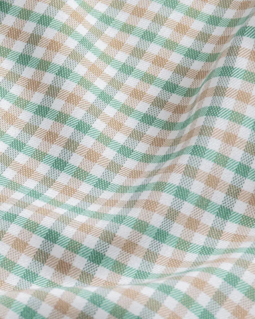 The Green Journey Flex Performance Tattersall Custom Shirt Custom Dress Shirt- Ledbury