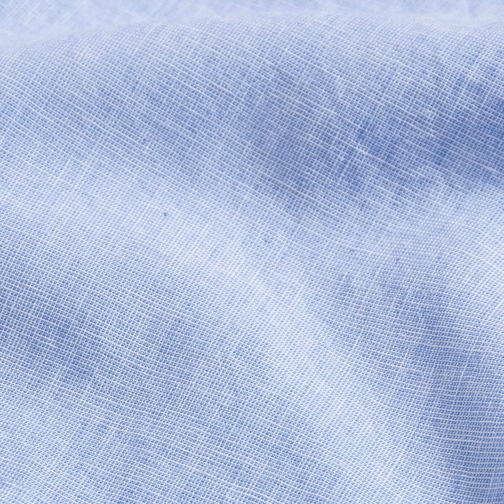 The Light Blue Short Sleeve Barretto Cotton Linen Custom Shirt Custom Casual Shirt- Ledbury