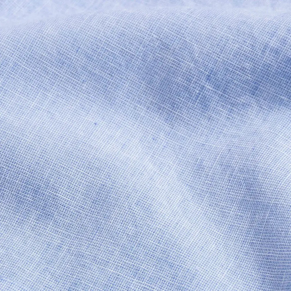 The Light Blue Short Sleeve Barretto Cotton Linen Custom Shirt Custom Short Sleeve Shirt- Ledbury