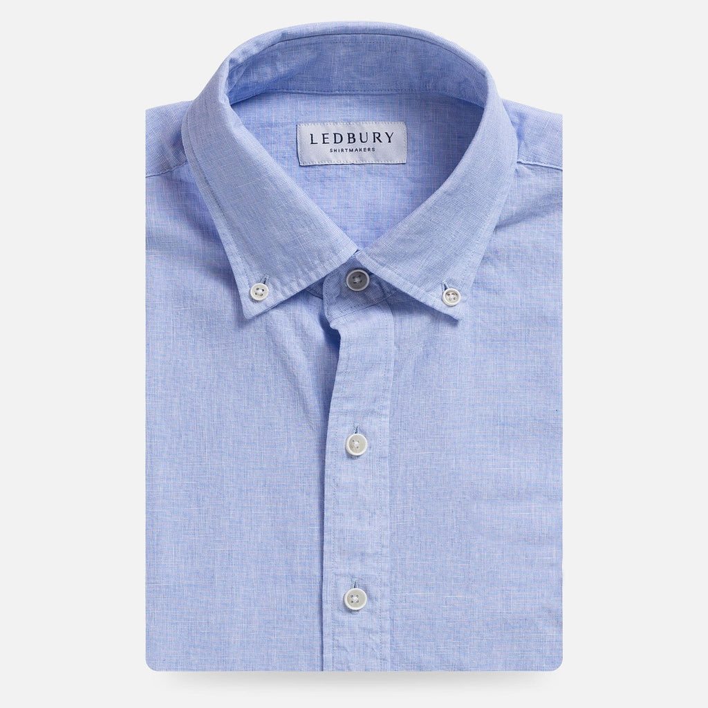 The Light Blue Barretto Cotton Linen Custom Shirt Custom Casual Shirt- Ledbury
