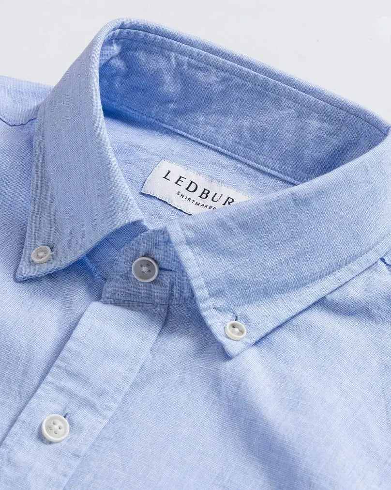The Light Blue Barretto Cotton Linen Custom Shirt Custom Casual Shirt- Ledbury
