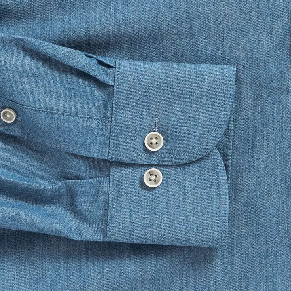 The Blue Nelson Chambray Custom Shirt Custom Dress Shirt- Ledbury