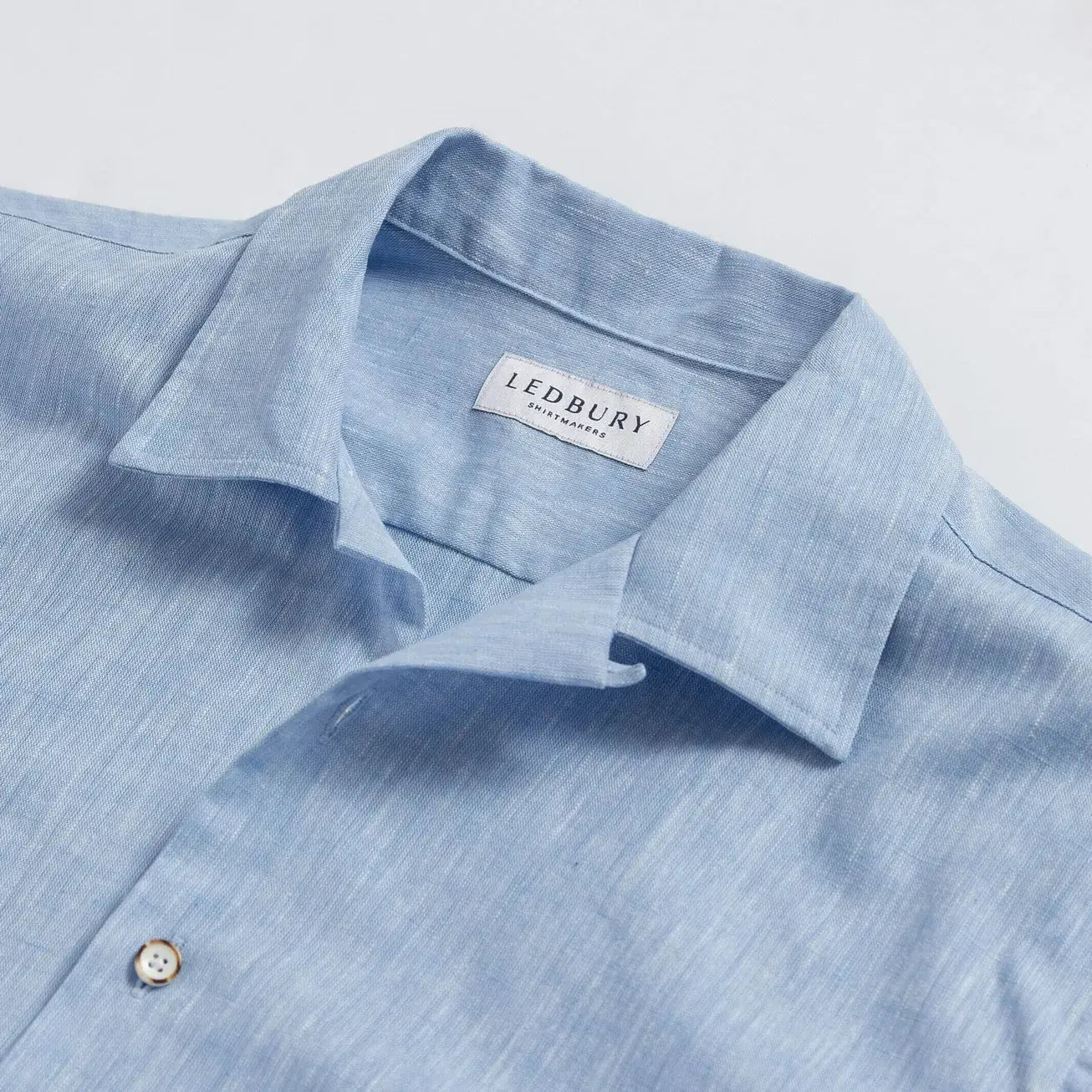 The Light Blue Sandoval Oxford Chambray Camp Collar Custom Shirt Custom Short Sleeve Shirt- Ledbury