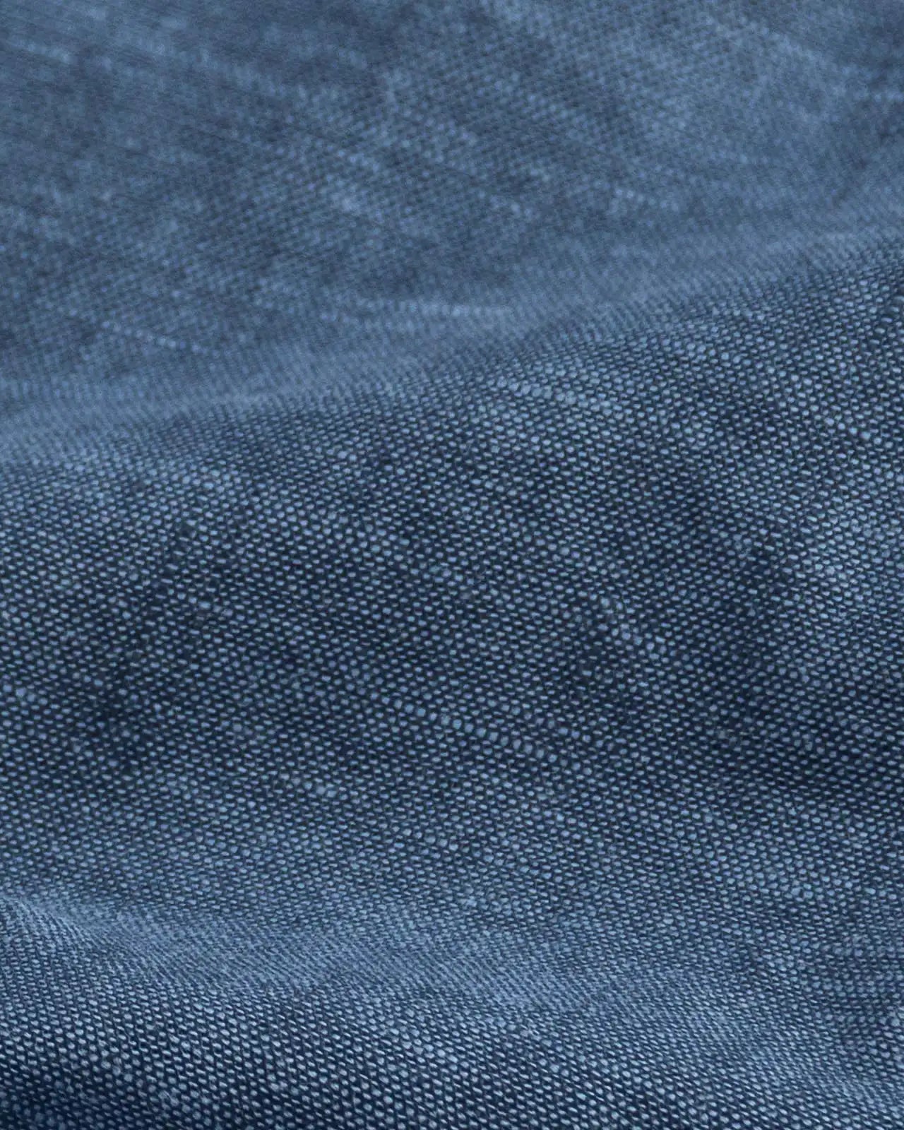 Medium Blue Sandoval Oxford Chambray fabric close-up — slub cotton texture, Ledbury