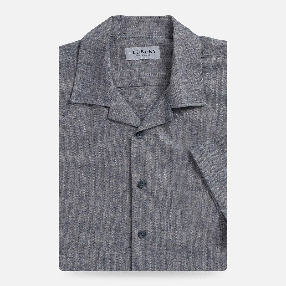 Navy Blue Sandoval Oxford Chambray Camp Collar Custom Shirt | Ledbury