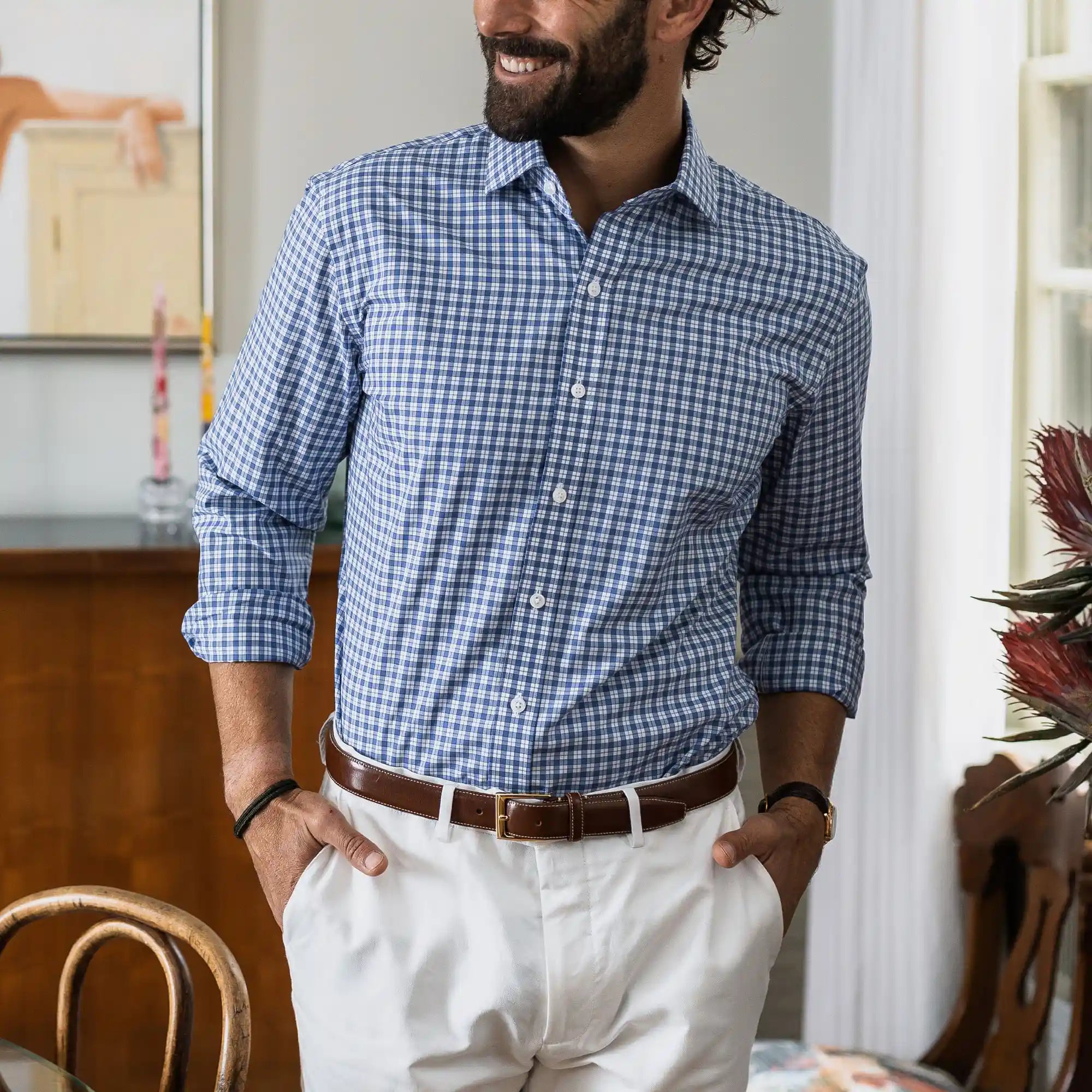 The Cobalt Thomas Mason Terranova Plaid Custom Shirt Custom Dress Shirt- Ledbury