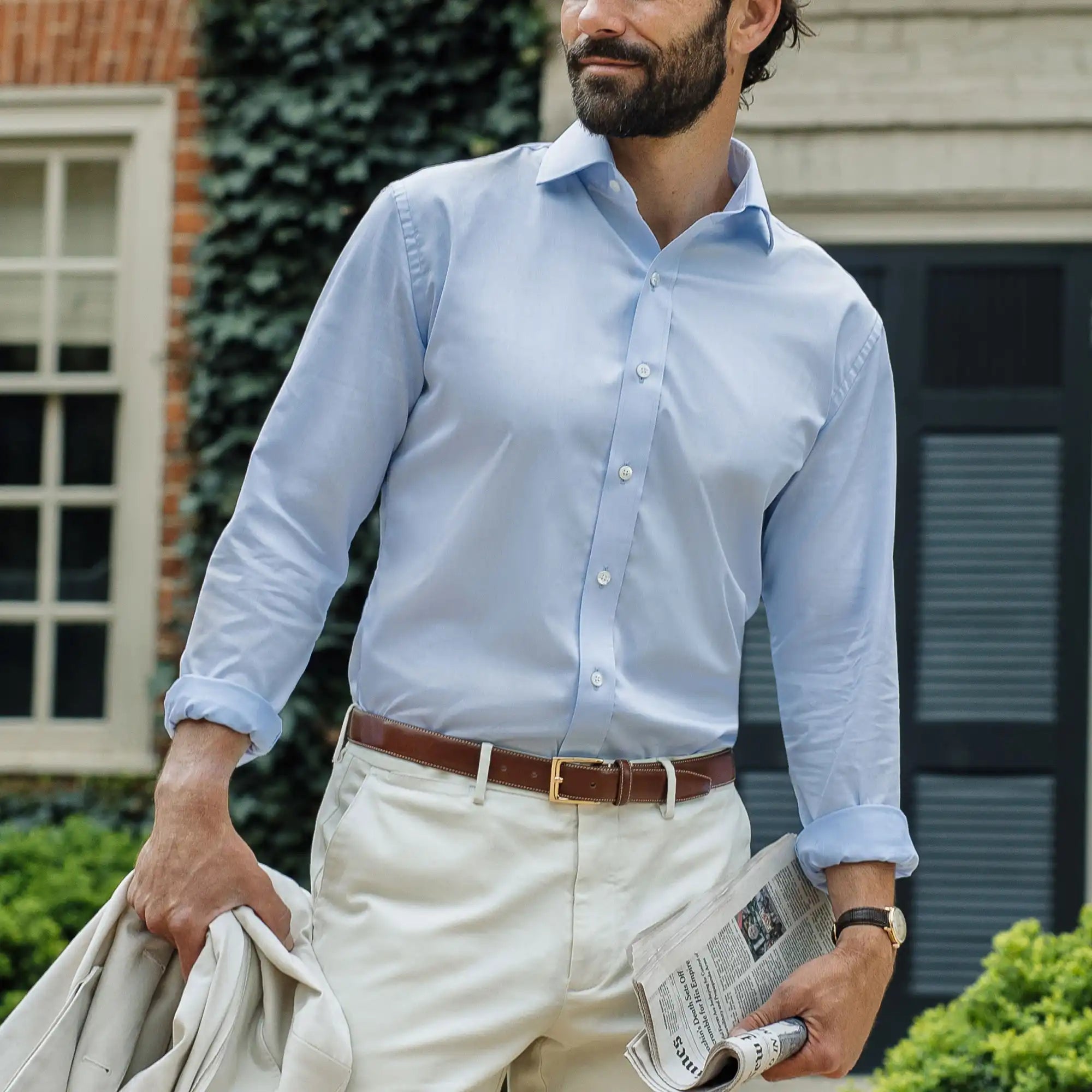 The Light Blue Signature Fine Twill Custom Shirt Custom Dress Shirt- Ledbury