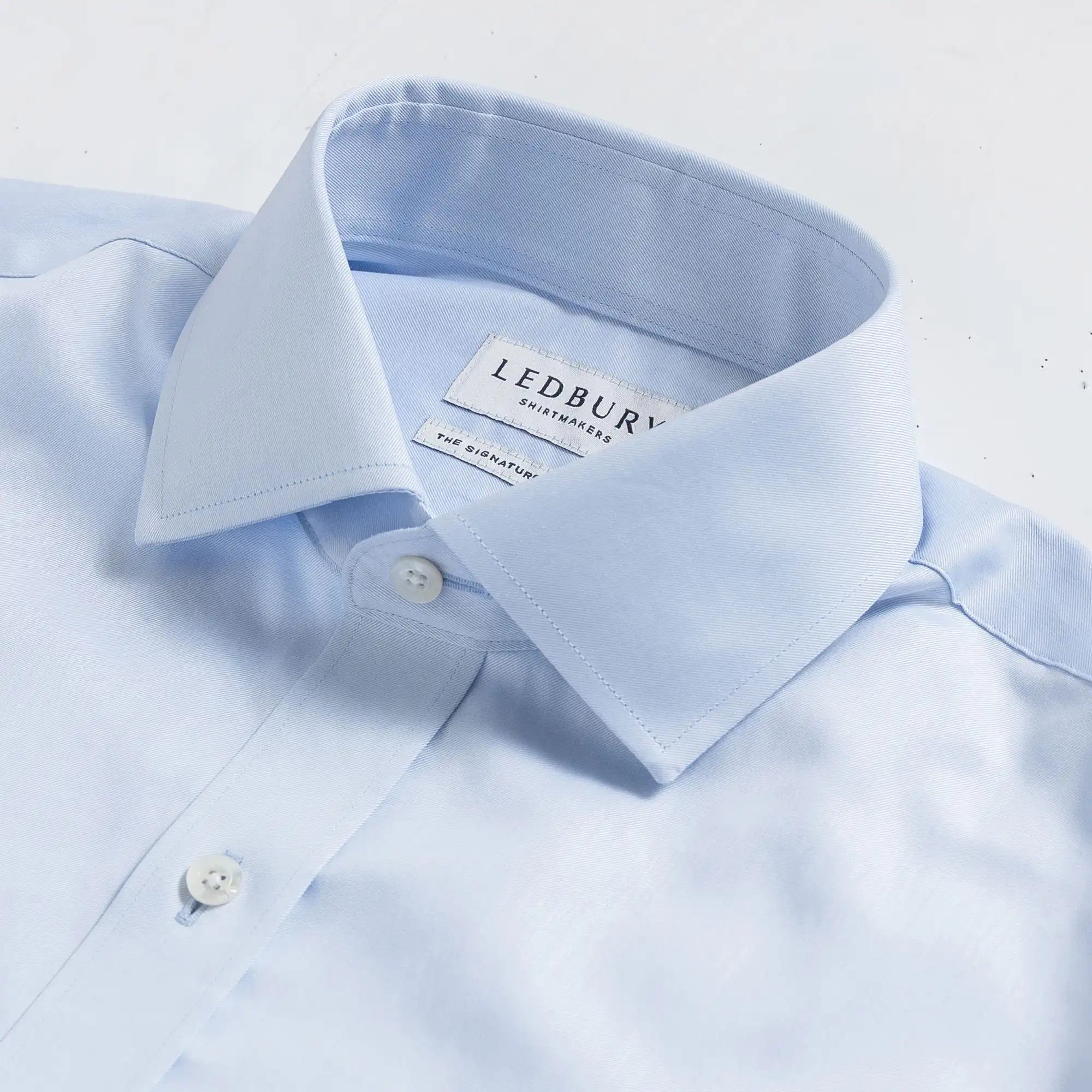 The Light Blue Signature Fine Twill Custom Shirt Custom Dress Shirt- Ledbury