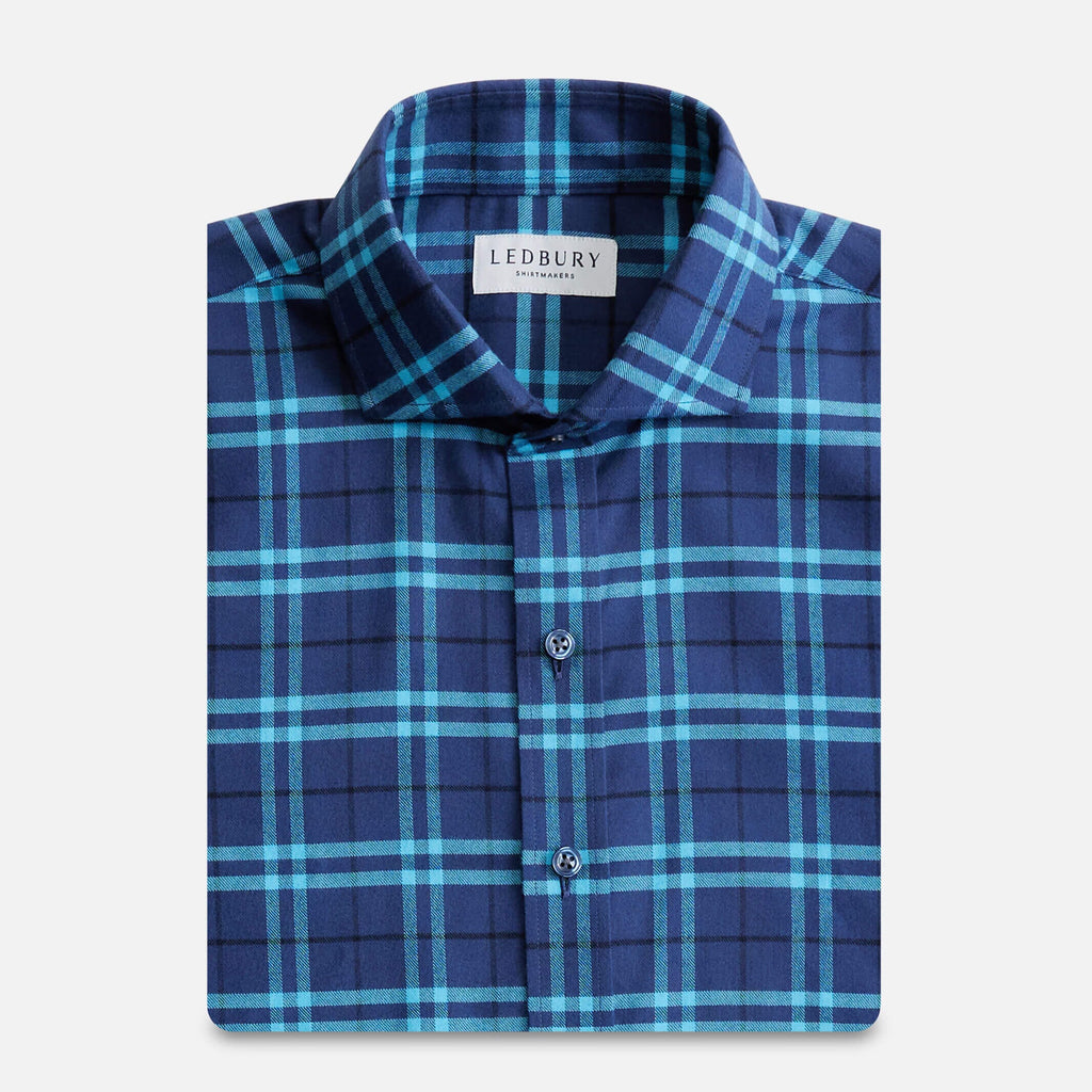The Bright Blue Leavitt Flannel Custom Shirt Custom Casual Shirt- Ledbury