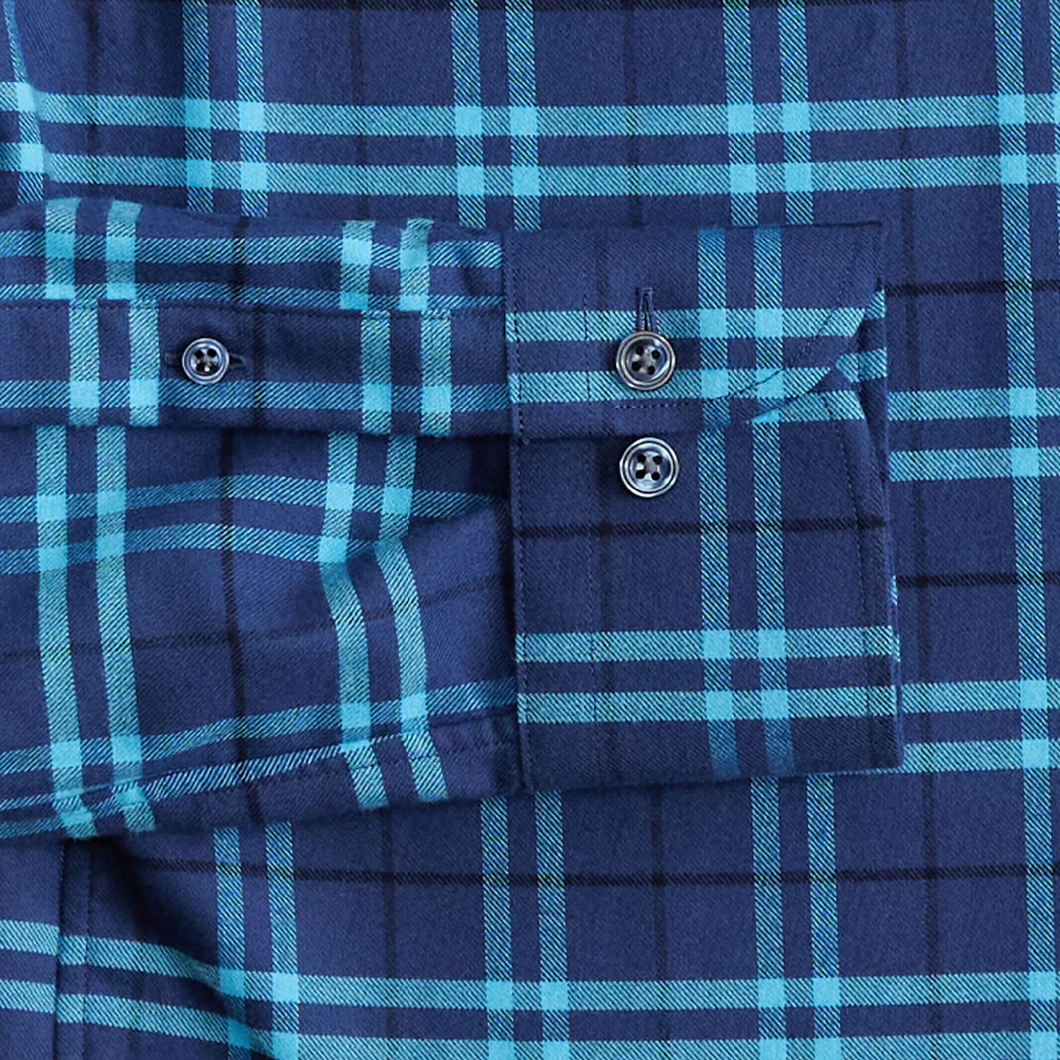 The Bright Blue Leavitt Flannel Custom Shirt Custom Casual Shirt- Ledbury