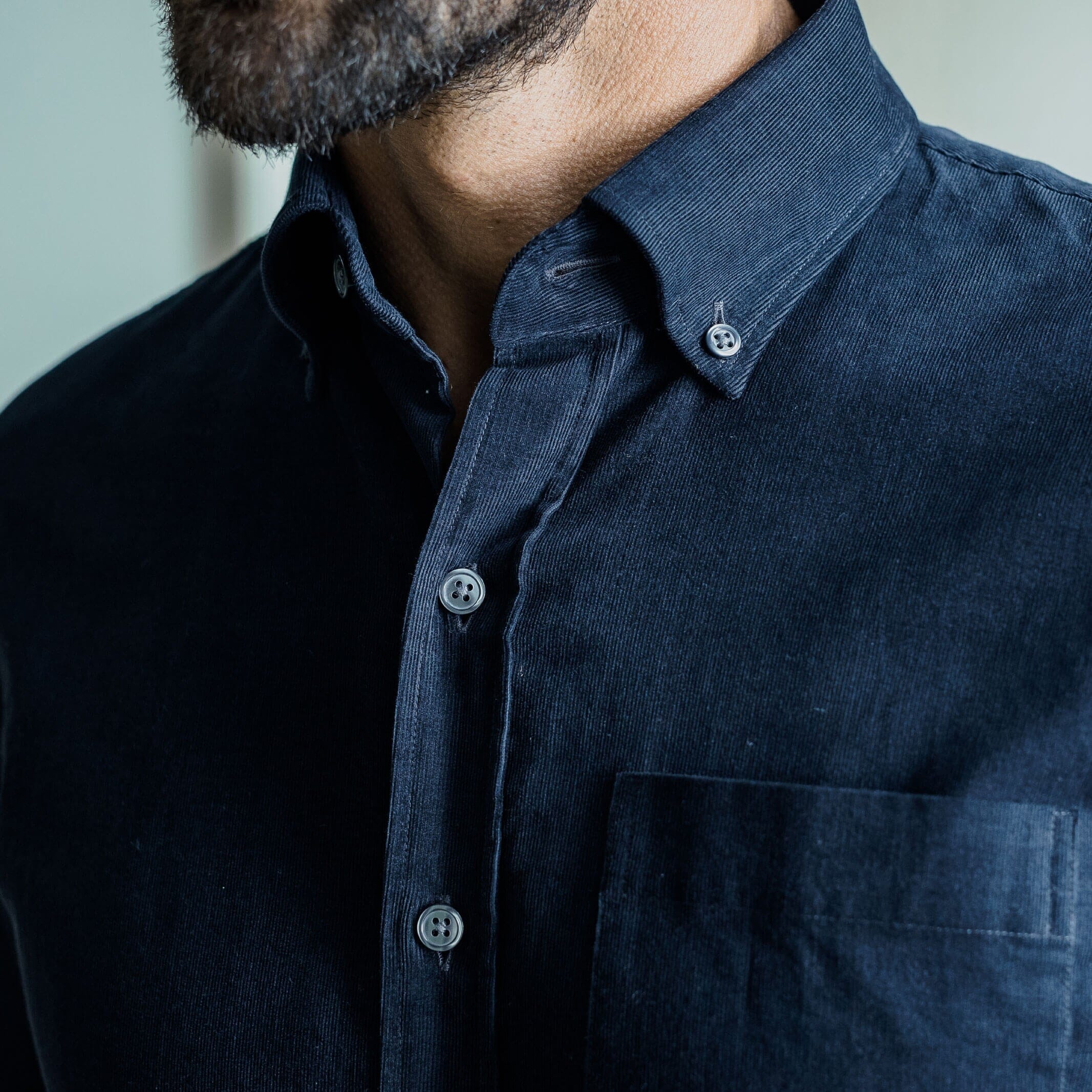 The Dark Navy Crockett Corduroy Custom Shirt Custom Casual Shirt- Ledbury