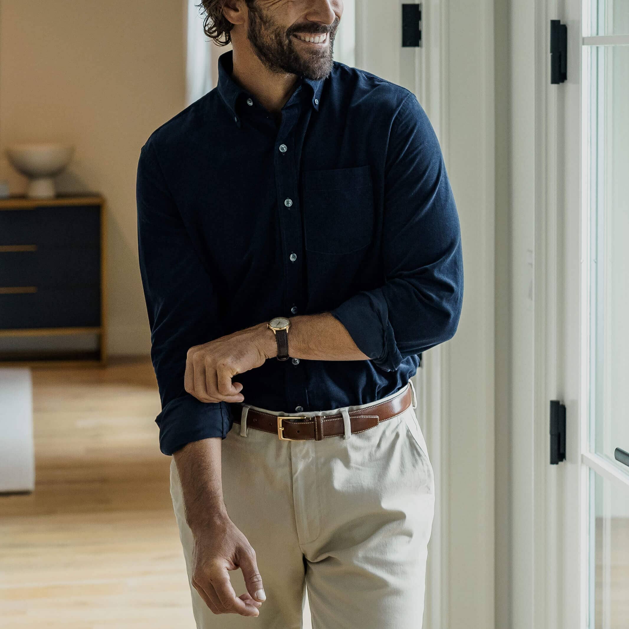The Dark Navy Crockett Corduroy Custom Shirt Custom Casual Shirt- Ledbury