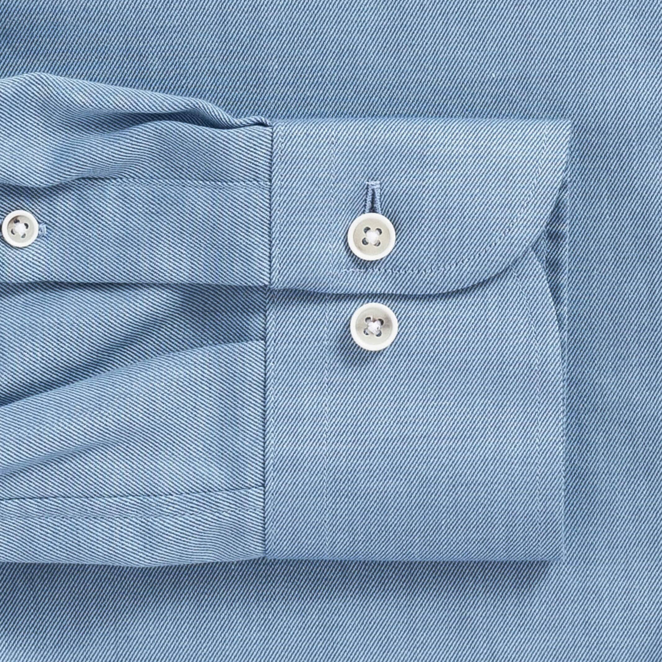 The Bay Blue Malone Washed Twill Custom Shirt Custom Casual Shirt- Ledbury