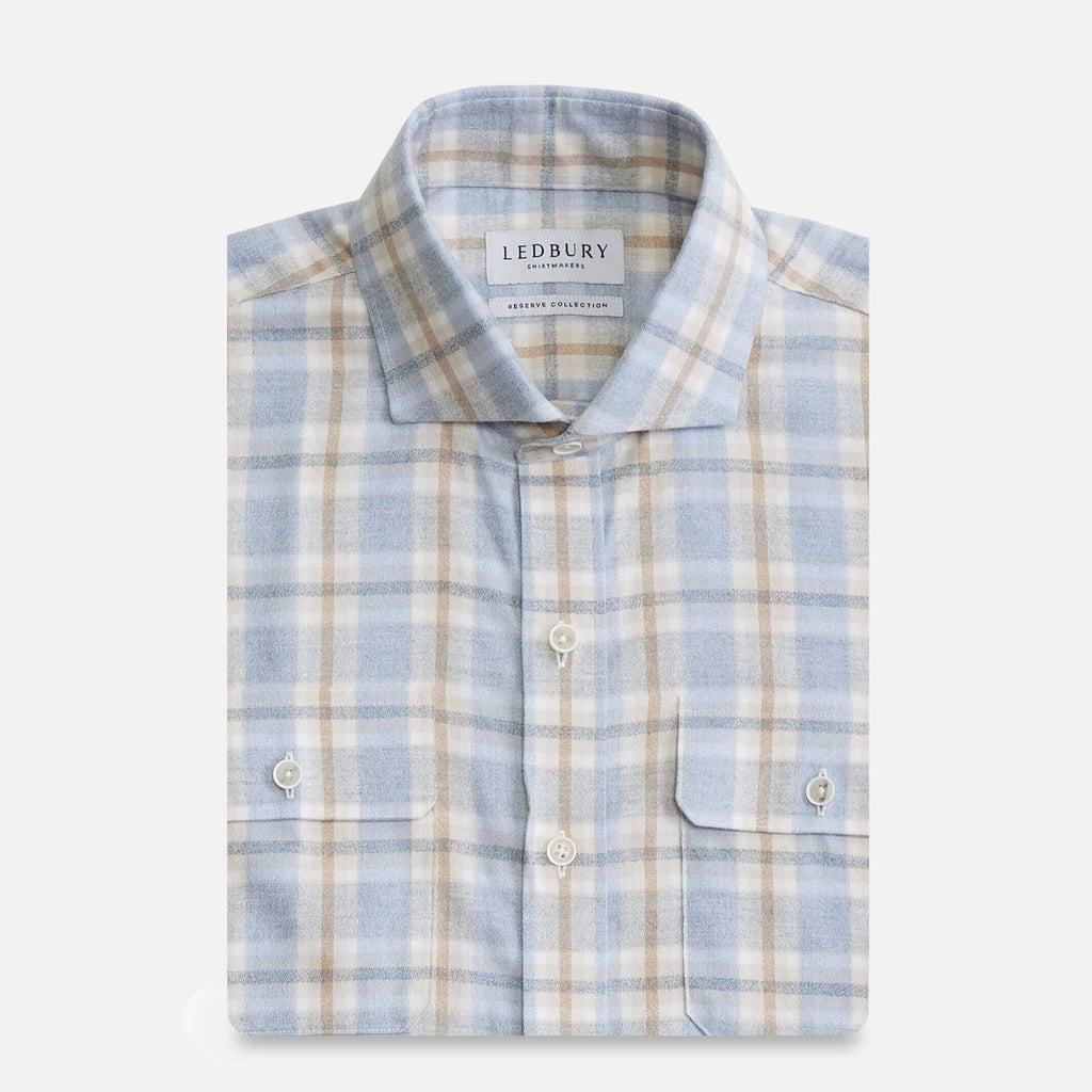 The Blue Mist Albini Frezza Flannel Custom Shirt Custom Casual Shirt- Ledbury